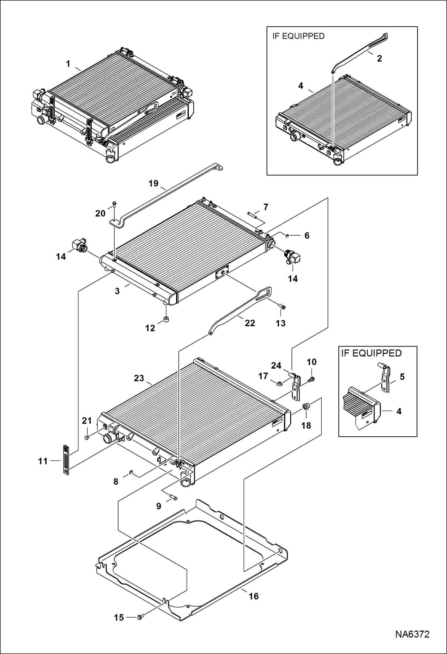 Схема запчастей Bobcat A-Series - RADIATOR/COOLER ASSEMBLY (Stud Mount Radiator) HYDROSTATIC SYSTEM