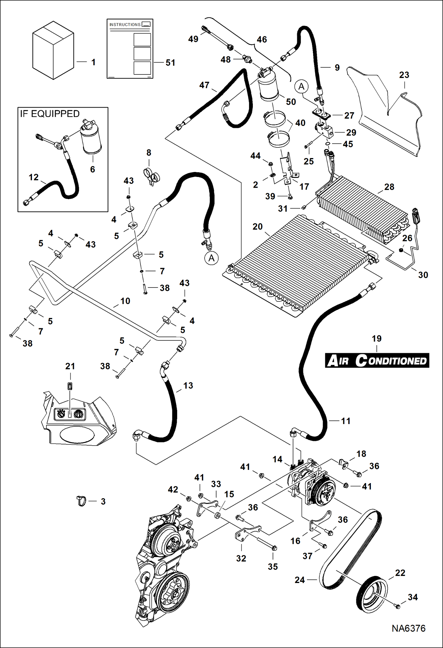 Схема запчастей Bobcat A-Series - HEATER & A/C (A/C Kit) (S/N A3P611542 & Above, A3P711566 & Above) ACCESSORIES & OPTIONS