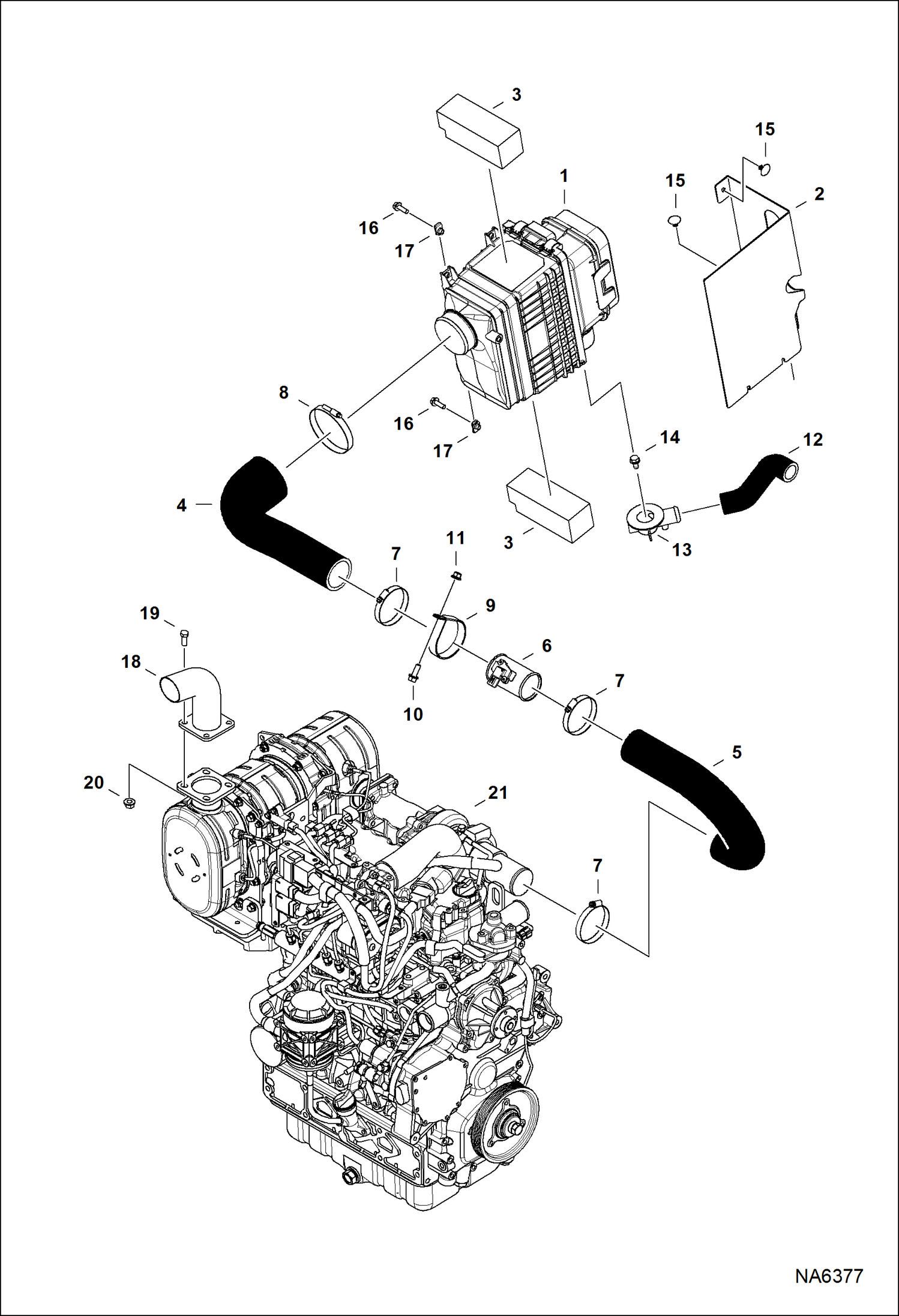 Схема запчастей Bobcat A-Series - ENGINE & ATTACHING PARTS (Air Cleaner & Particulate Filter) POWER UNIT