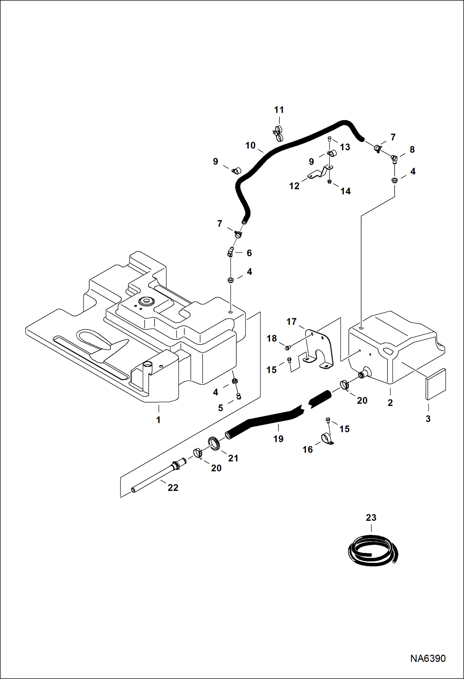 Схема запчастей Bobcat S-Series - ENGINE & ATTACHING PARTS (Fuel System) (Dual Tank) POWER UNIT