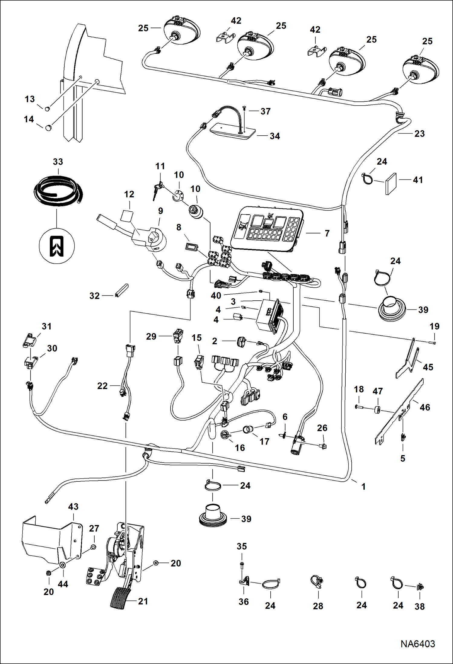 Схема запчастей Bobcat 5600 - CAB ELECTRICAL (A94Y12035 - 13999) ELECTRICAL SYSTEM