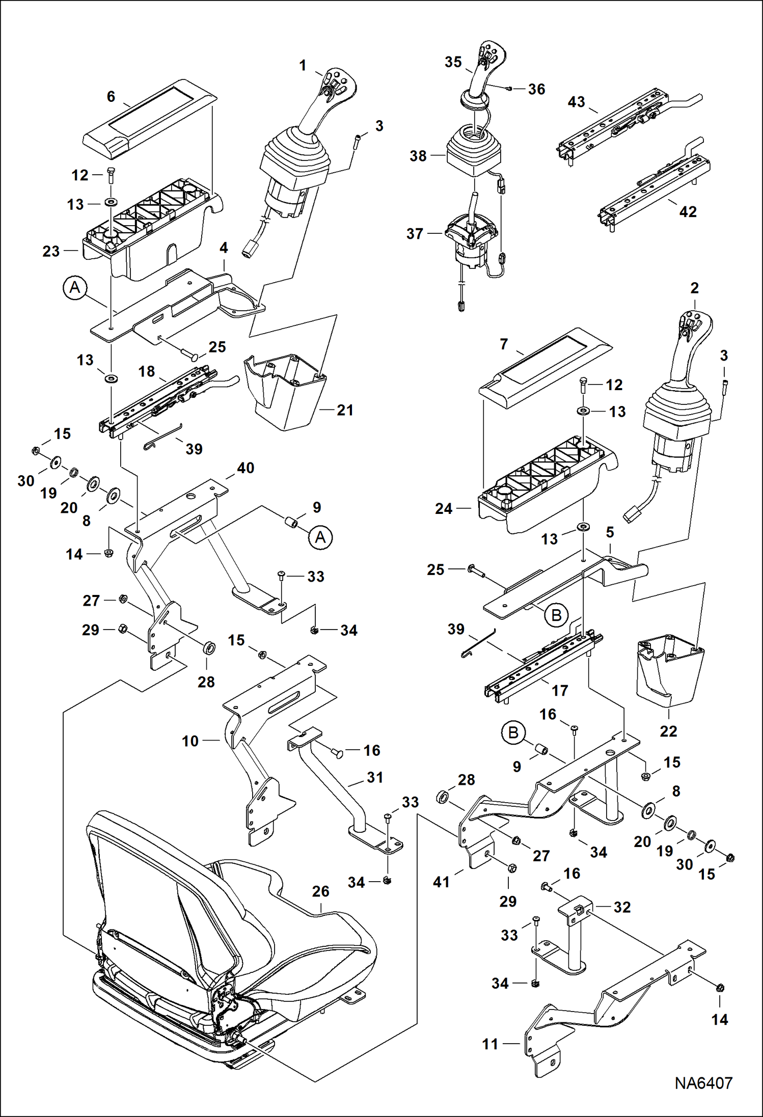 Схема запчастей Bobcat A-Series - CONTROLS ELECTRICAL (Armrest Assembly) ELECTRICAL SYSTEM