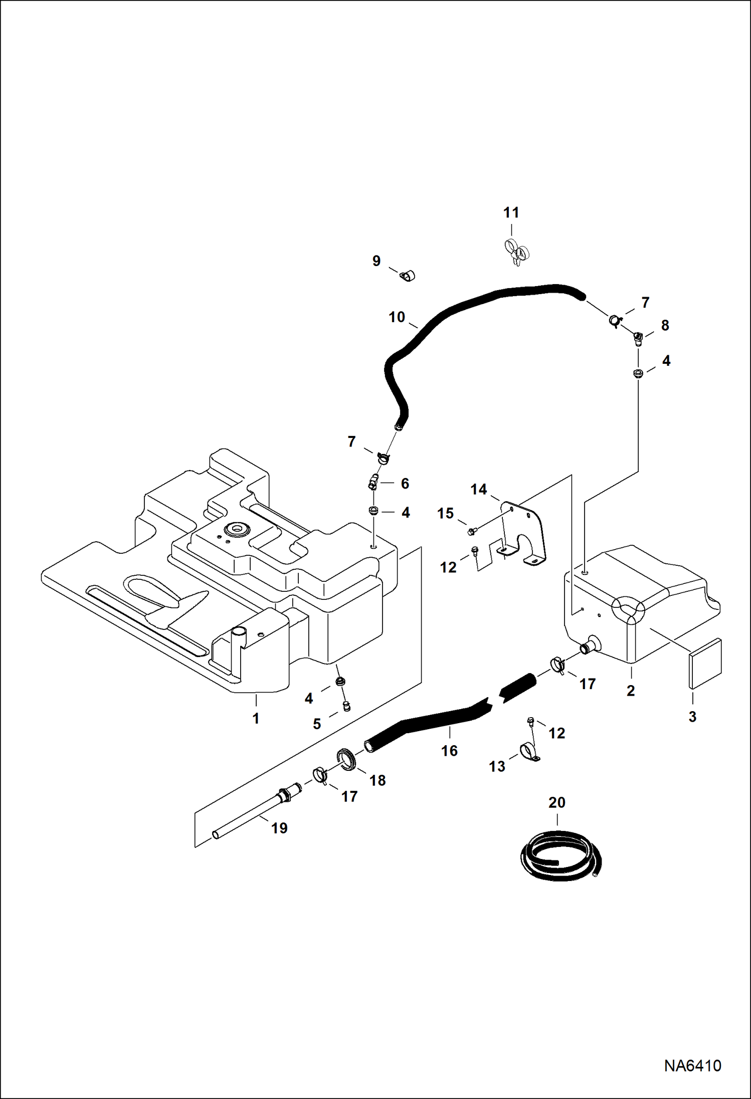 Схема запчастей Bobcat S-Series - ENGINE & ATTACHING PARTS (Fuel System) (Dual Tank) POWER UNIT