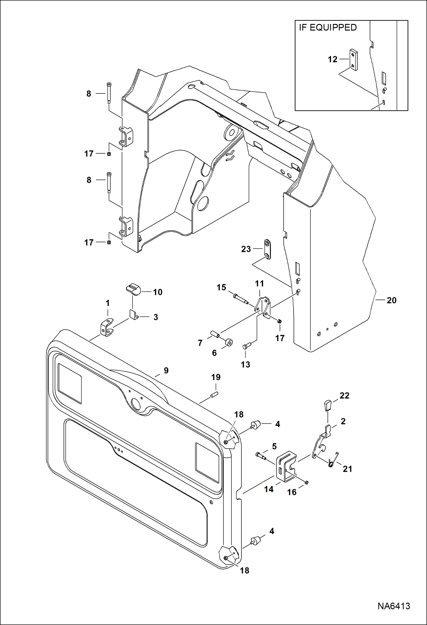 Схема запчастей Bobcat S-Series - REAR DOOR MAIN FRAME