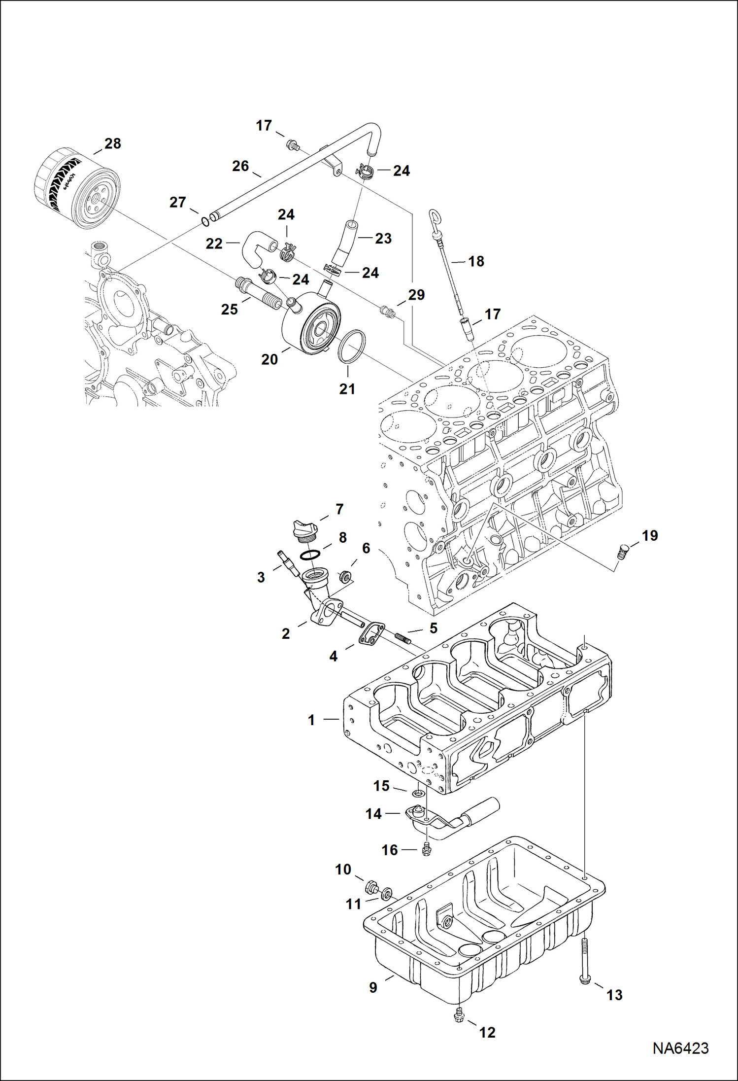 Схема запчастей Bobcat A-Series - OIL PAN POWER UNIT