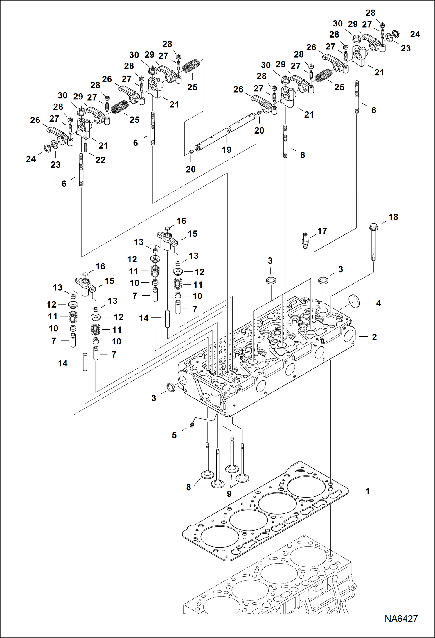 Схема запчастей Bobcat A-Series - CYLINDER HEAD POWER UNIT