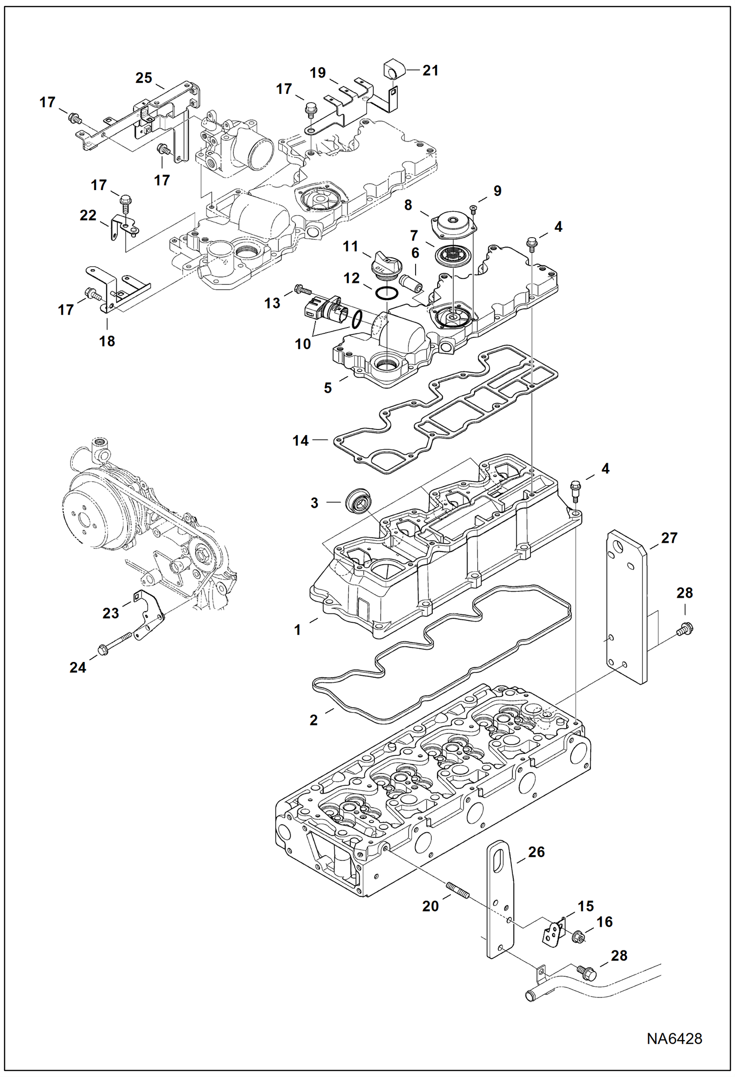 Схема запчастей Bobcat A-Series - CYLINDER HEAD & COVER POWER UNIT