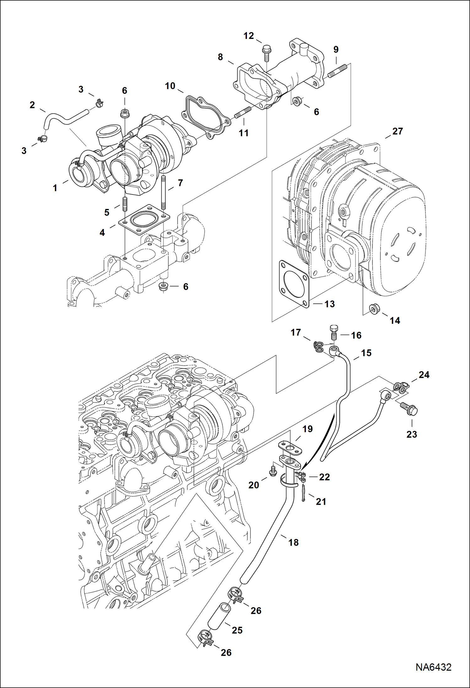 Схема запчастей Bobcat A-Series - TURBOCHARGER POWER UNIT