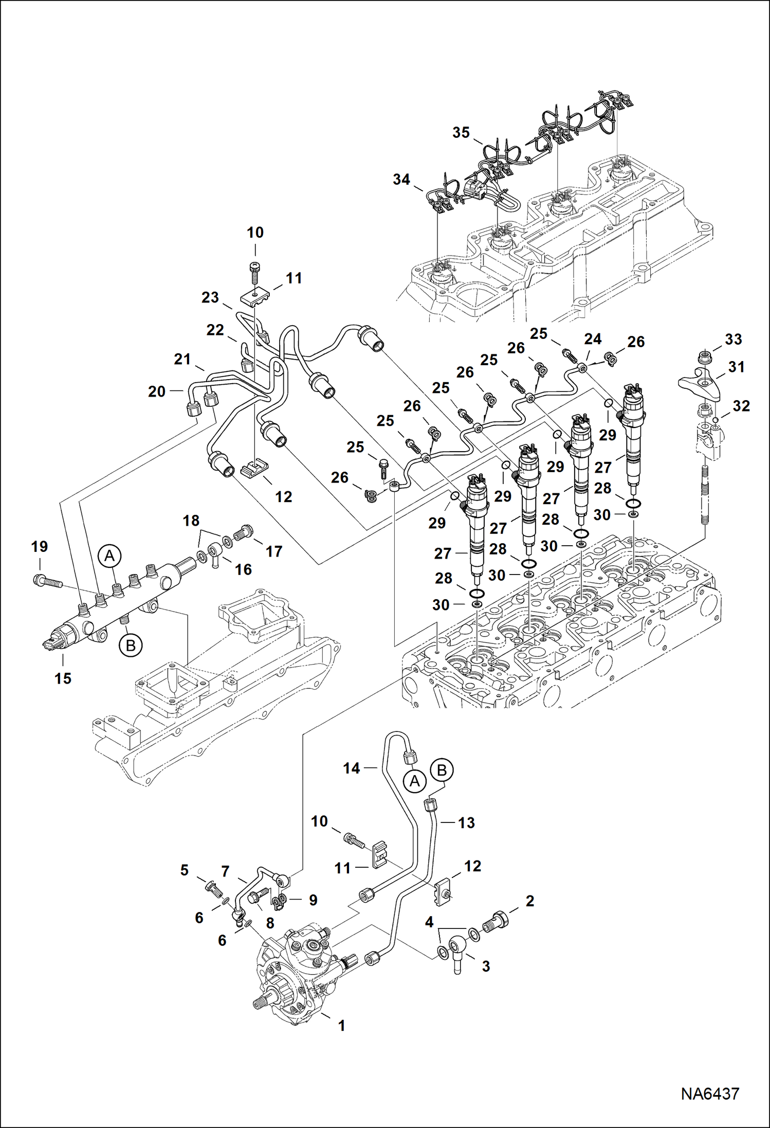 Схема запчастей Bobcat A-Series - FUEL INJECTION SYSTEM (Injectors) POWER UNIT