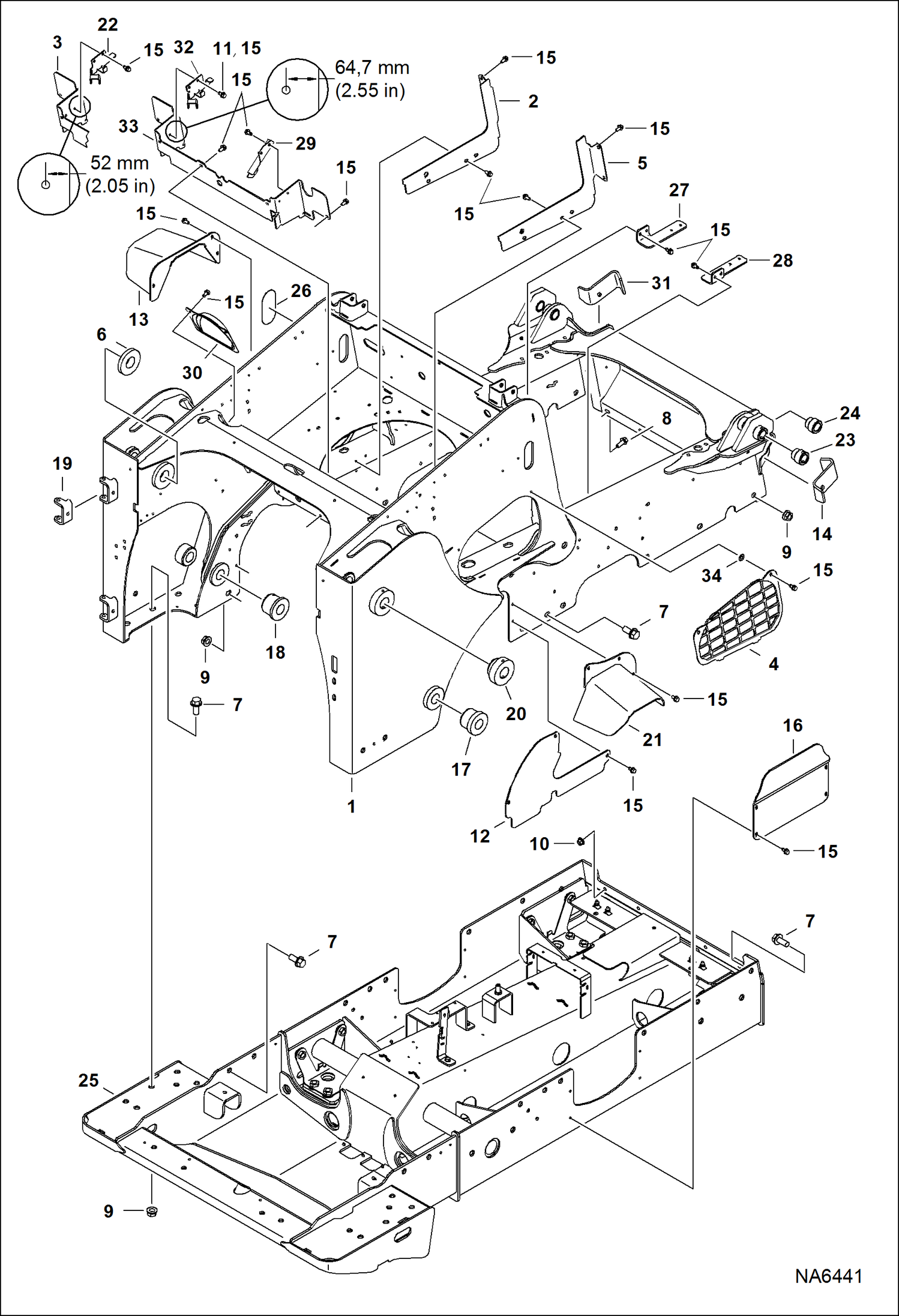 Схема запчастей Bobcat T-Series - MAIN FRAME (S/N ANKA12312 - 13524) MAIN FRAME