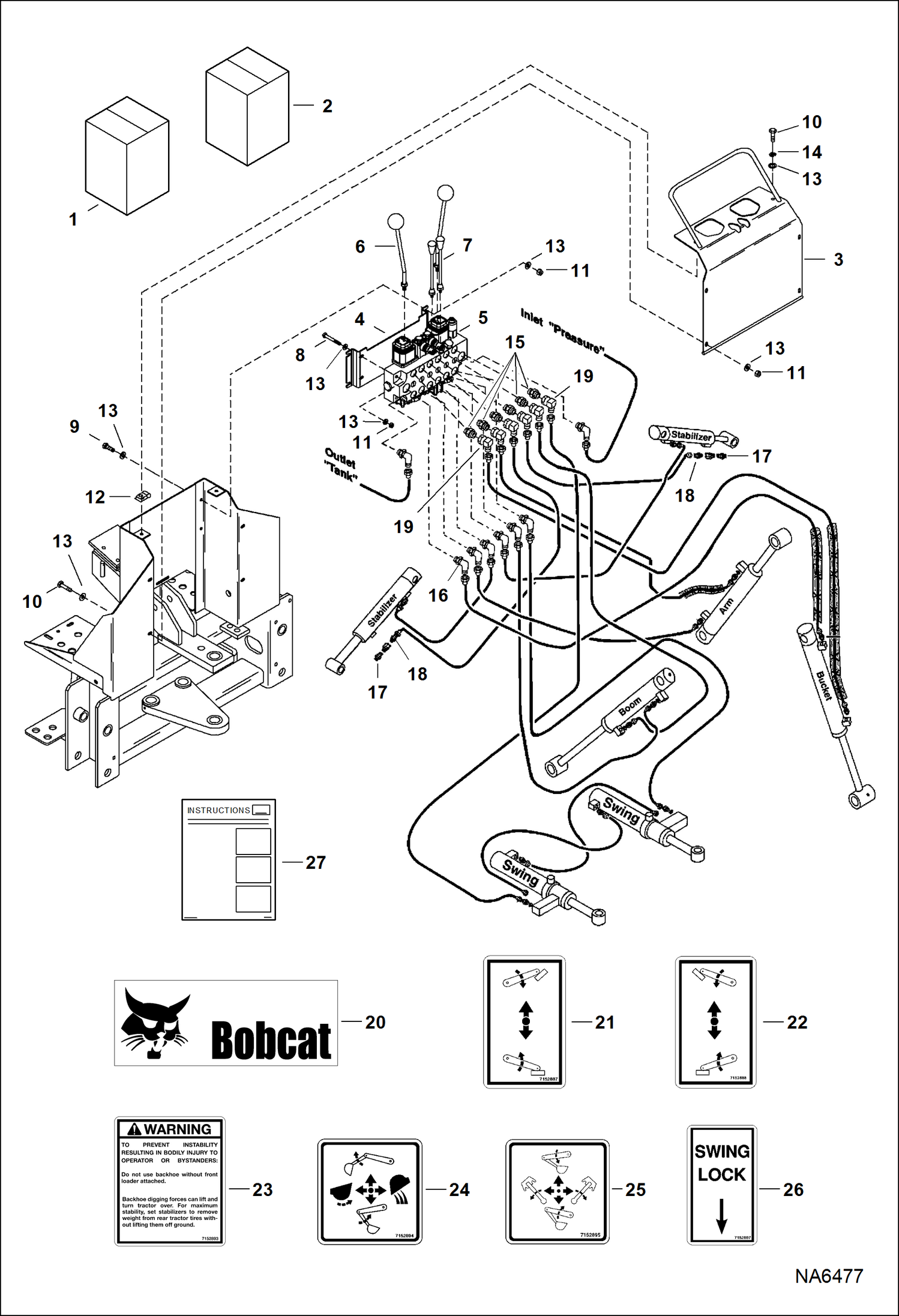 Схема запчастей Bobcat BACKHOE - BACKHOE 6TB (Valve Kit) (A914) BACKHOE