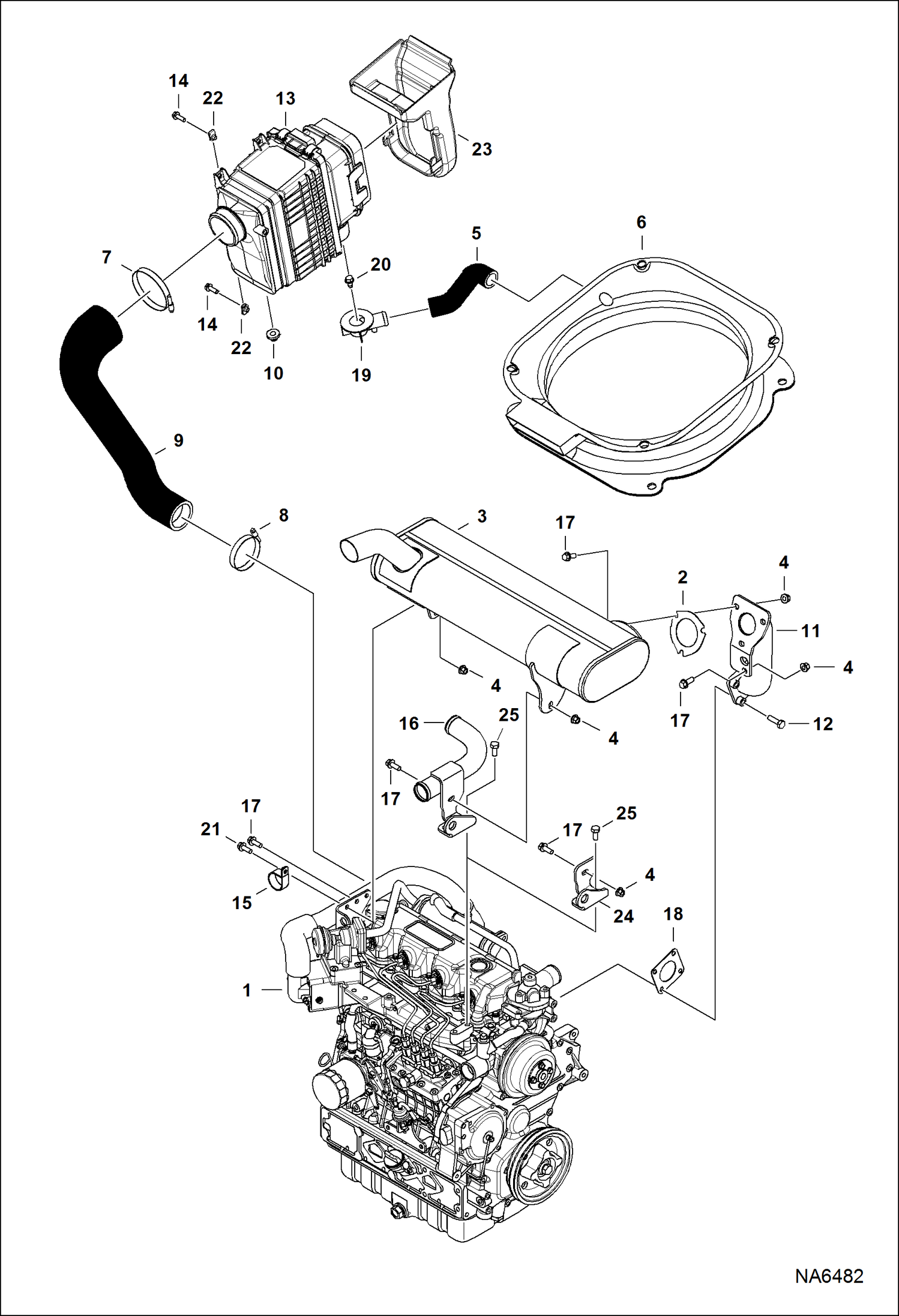 Схема запчастей Bobcat A-Series - ENGINE & ATTACHING PARTS (Air Cleaner & Muffler) (S/N A3P611542 & Above, A3P711566 & Above) POWER UNIT