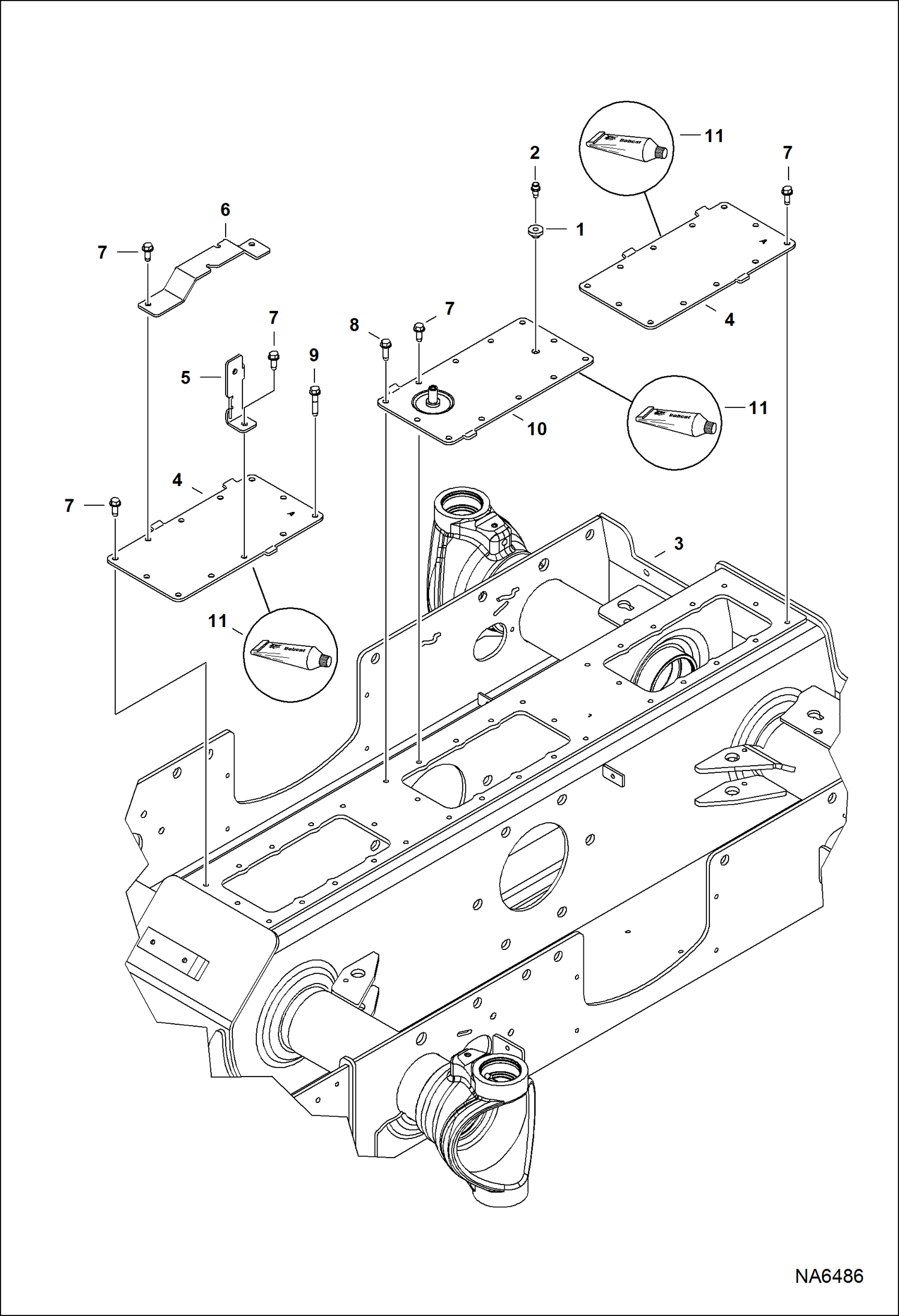 Схема запчастей Bobcat A-Series - CHAINCASE COVERS DRIVE TRAIN