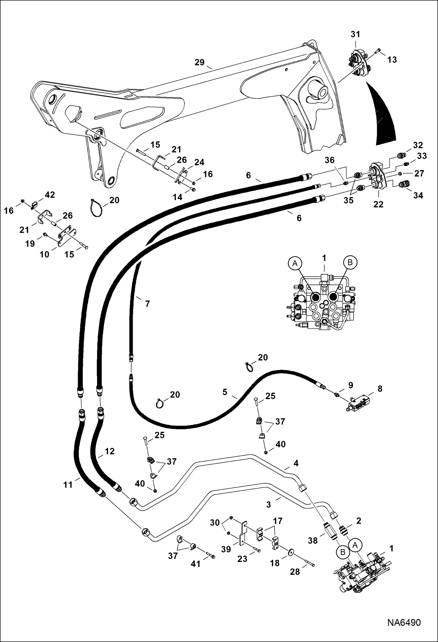 Схема запчастей Bobcat S-Series - AUXILIARY HYDRAULICS (S/N ACS7 & Above, ACSL & Above) HYDRAULIC SYSTEM