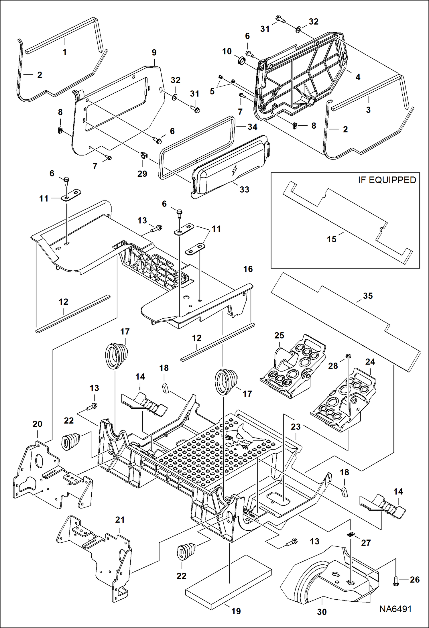 Схема запчастей Bobcat S-Series - PANELS (Floor Pan) (Manual Controls, AHC & ACS) MAIN FRAME