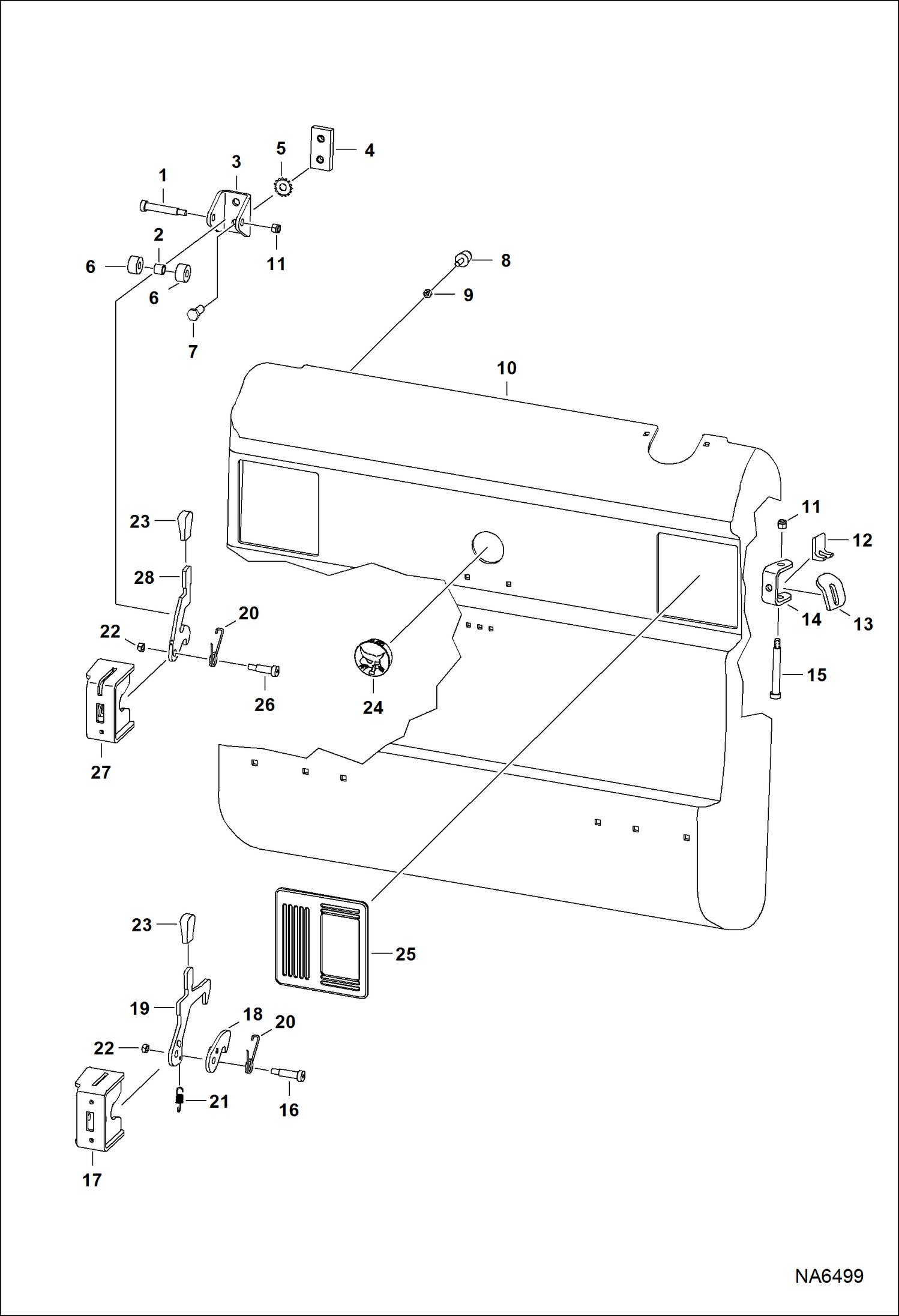 Схема запчастей Bobcat S-Series - REAR DOOR MAIN FRAME