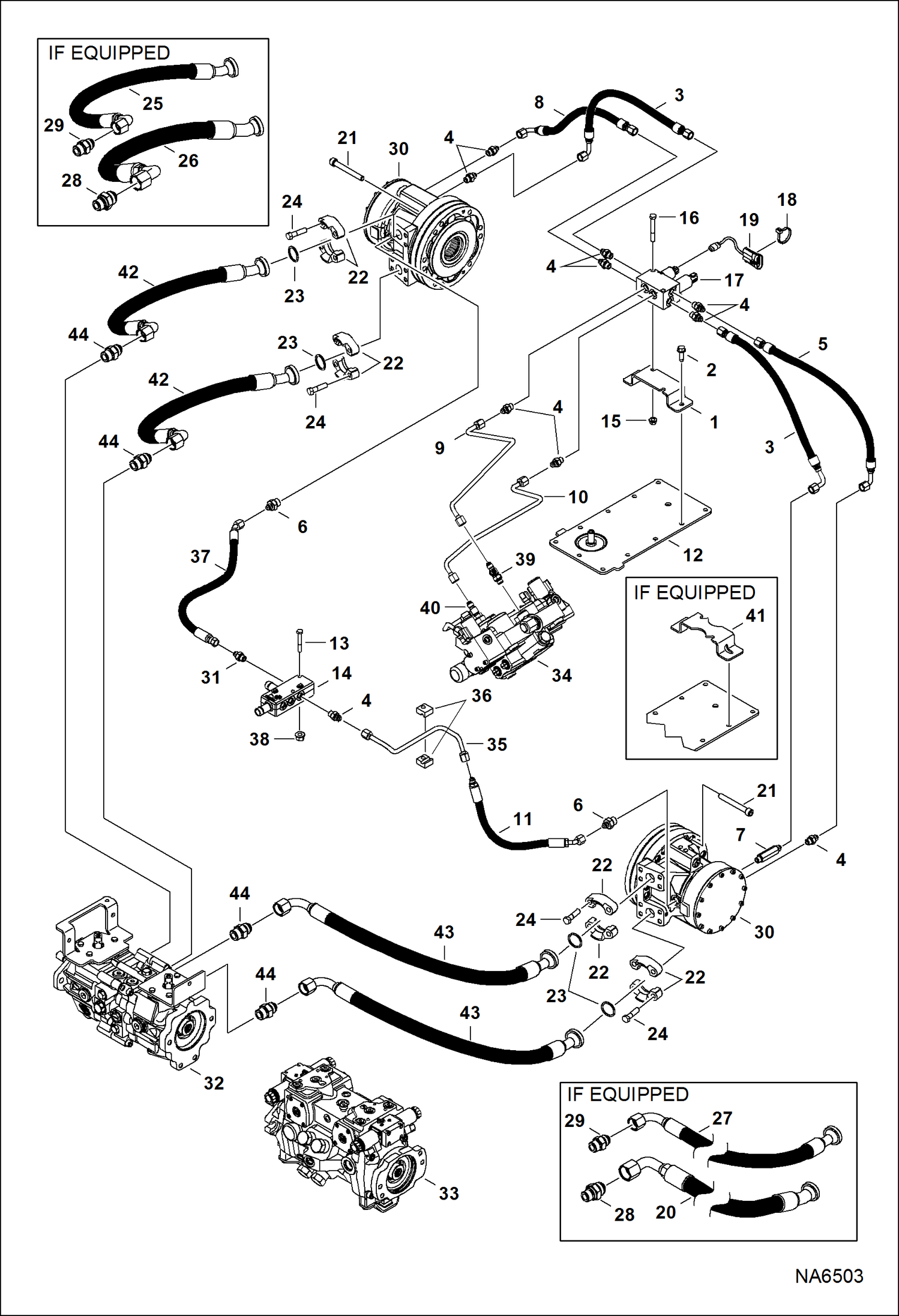 Схема запчастей Bobcat S-Series - HYDROSTATIC CIRCUITRY (2-Speed Motor) (S/N A3P214550 & Above) HYDROSTATIC SYSTEM