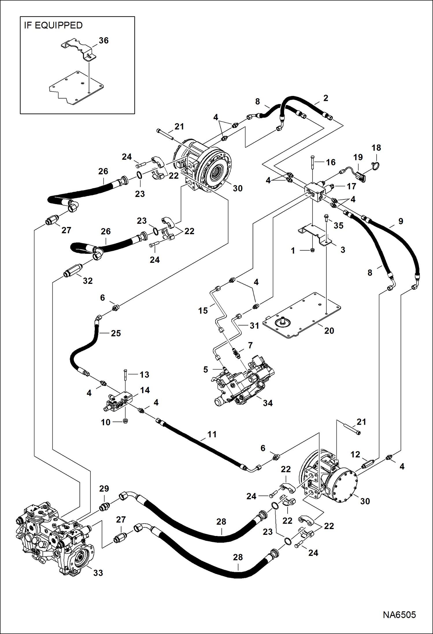 Схема запчастей Bobcat S-Series - HYDROSTATIC CIRCUITRY (Motors) (S/N ACS712800 & Above, ACSL12350 & Above) HYDROSTATIC SYSTEM