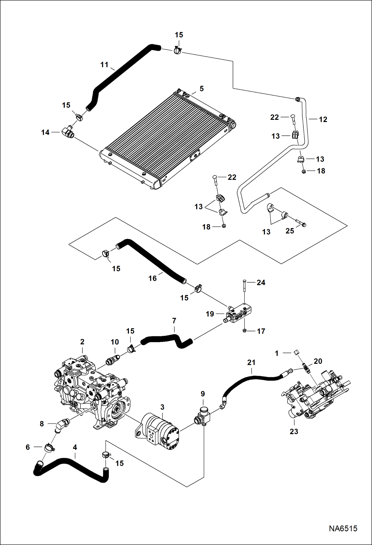 Схема запчастей Bobcat S-Series - HYDROSTATIC CIRCUITRY (Cooler) HYDROSTATIC SYSTEM