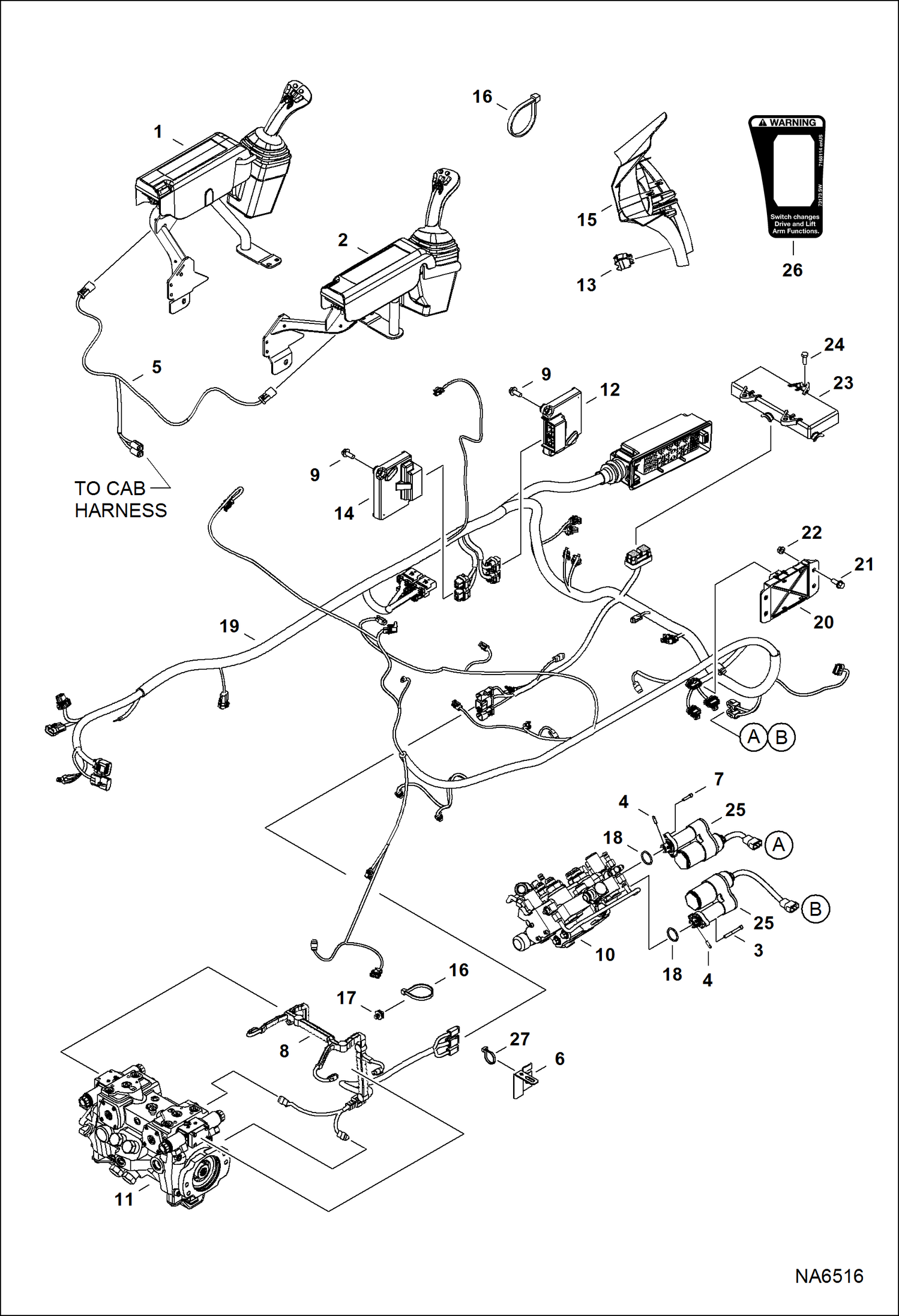 Схема запчастей Bobcat S-Series - CONTROLS ELECTRICAL (Actuators, Controllers & Harnesses) ELECTRICAL SYSTEM