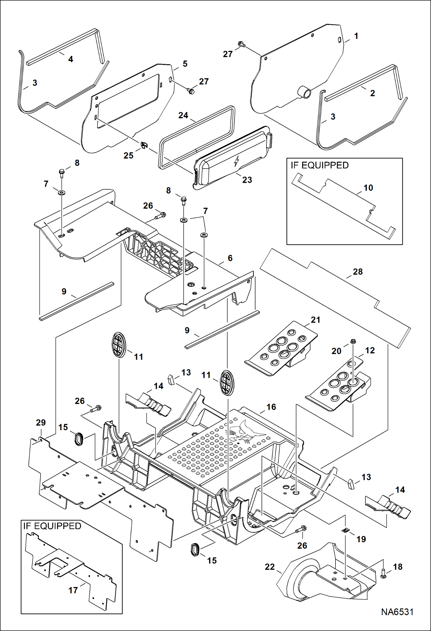 Схема запчастей Bobcat S-Series - PANELS (Floor Pan) (Selectable Joystick Controls) MAIN FRAME