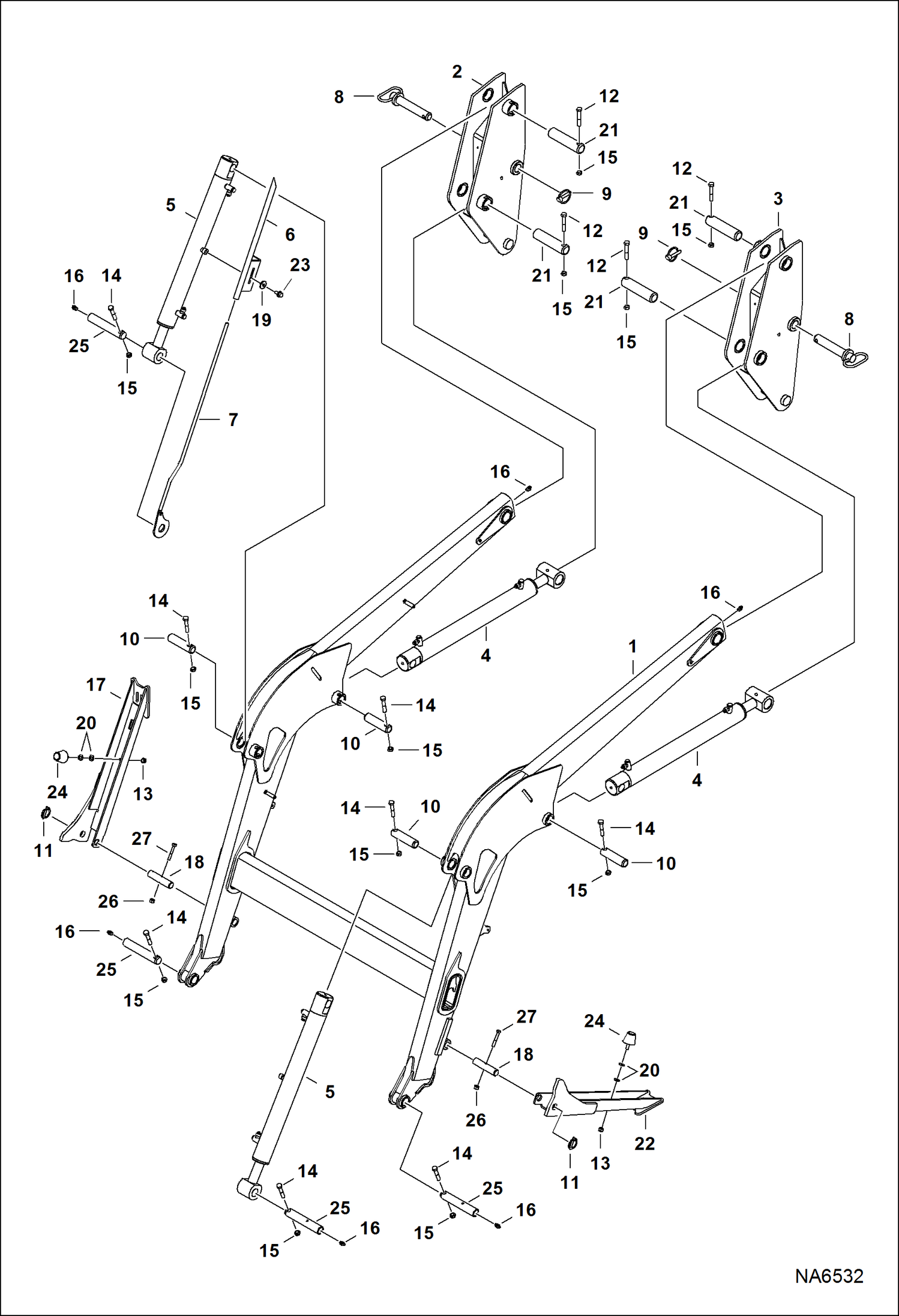 Схема запчастей Bobcat LOADER - TRACTOR LOADER 7TL (AKPD, AL4D) (Main Frame) (Outer Mounted Stand) (AKPD00269 & Above) (AL4D01680 & Above) Компактные тракторы