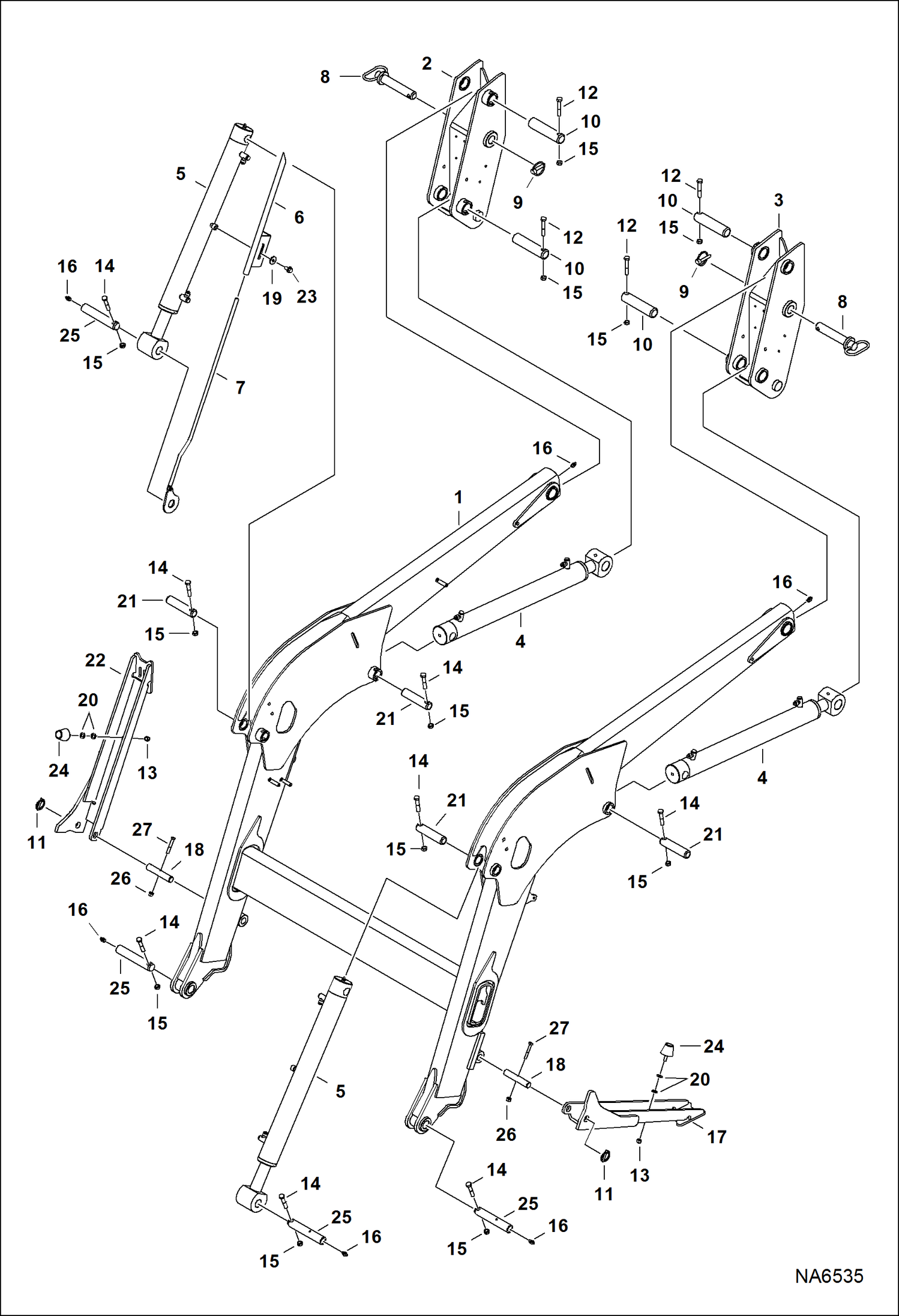 Схема запчастей Bobcat LOADER - TRACTOR LOADER 8TL (AKPM, AL4E) (Main Frame) (Outer Mounted Stand) (AKPM00101 & Above ) (AL4E00735 & Above) Компактные тракторы