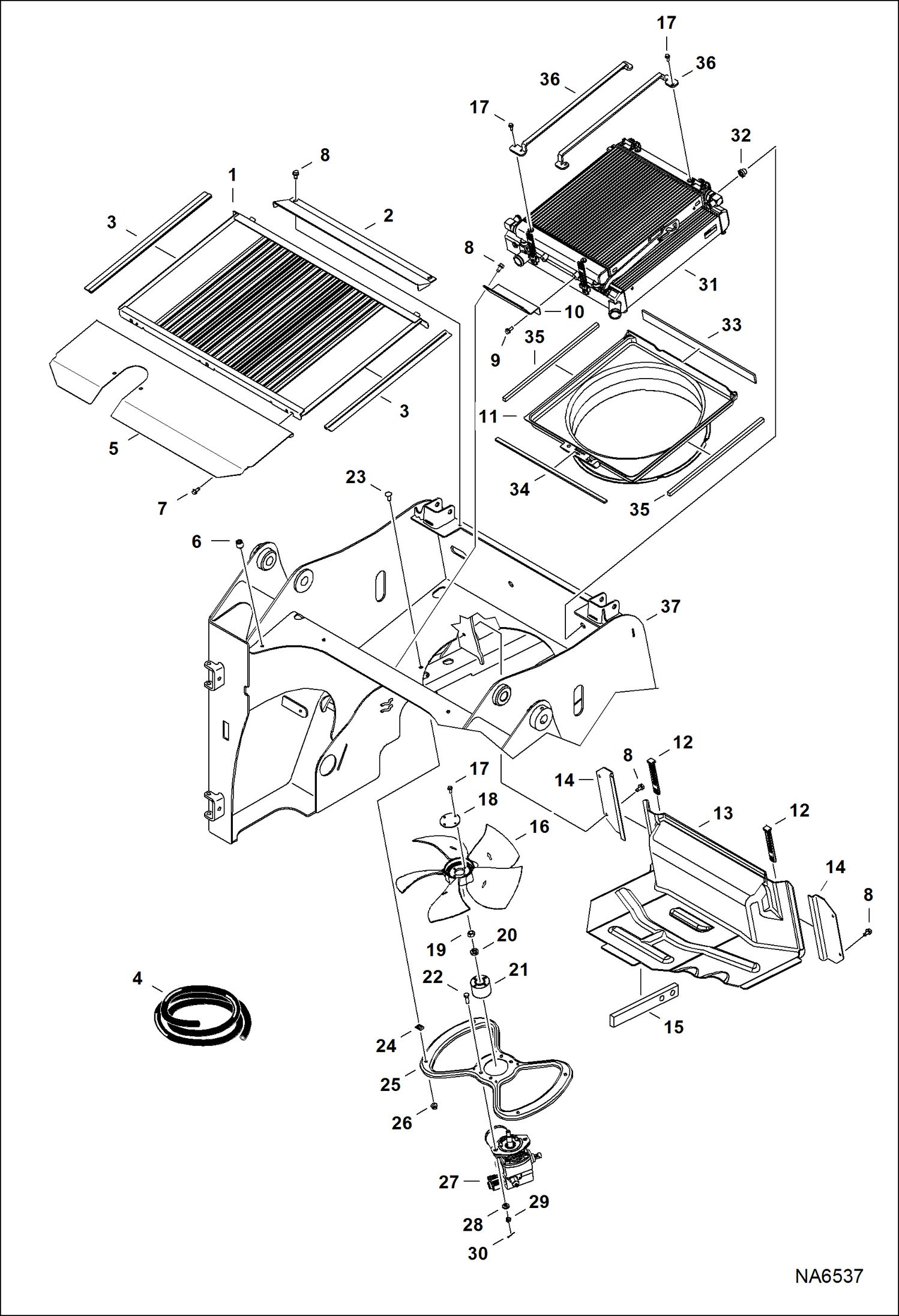 Схема запчастей Bobcat S-Series - COOLING SYSTEM (S/N A3NJ11001 - ) POWER UNIT