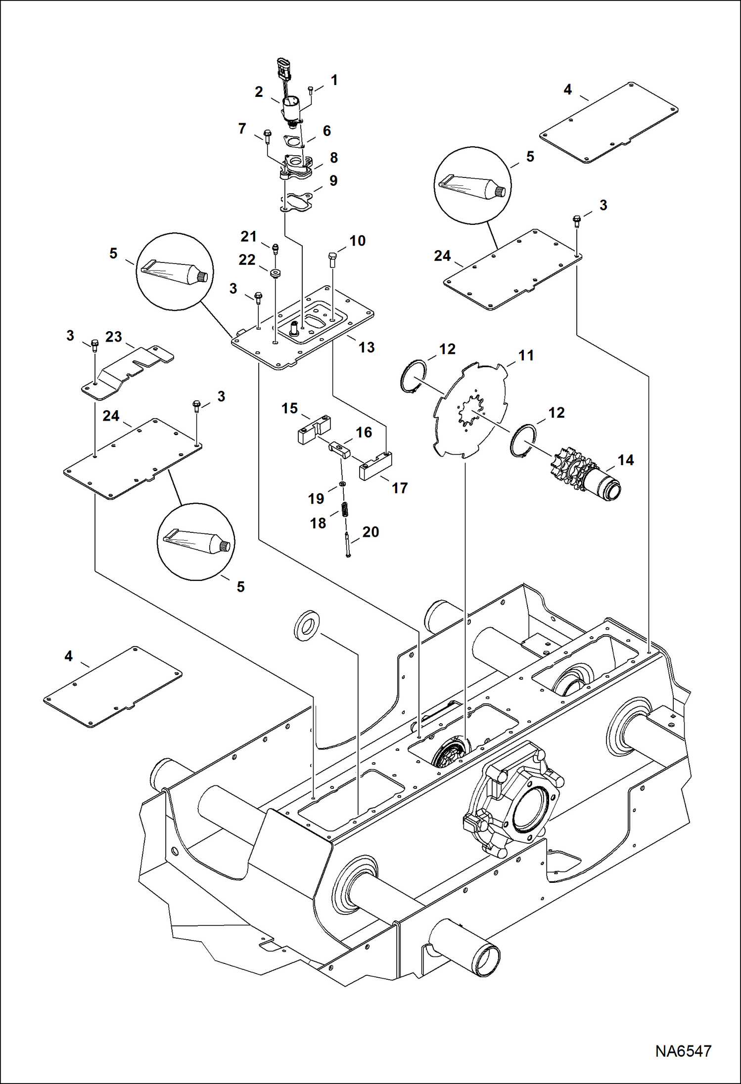 Схема запчастей Bobcat S-Series - DISC BRAKE (Single Speed Motor) DRIVE TRAIN