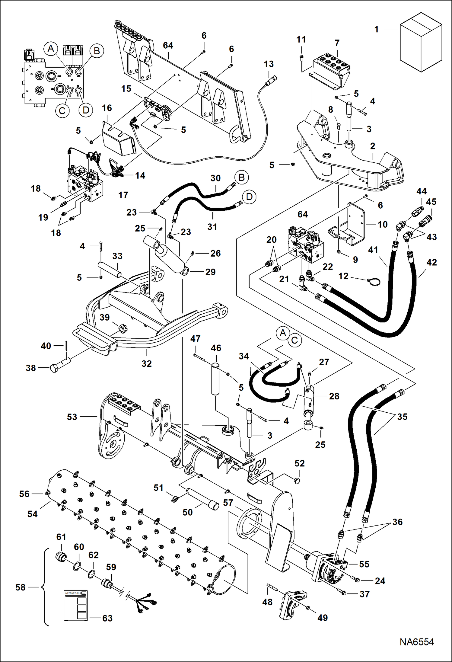 Схема запчастей Bobcat SOIL CONDITIONER - MAIN FRAME - HIGH FLOW (84 A6TH00487 & Above) Loader