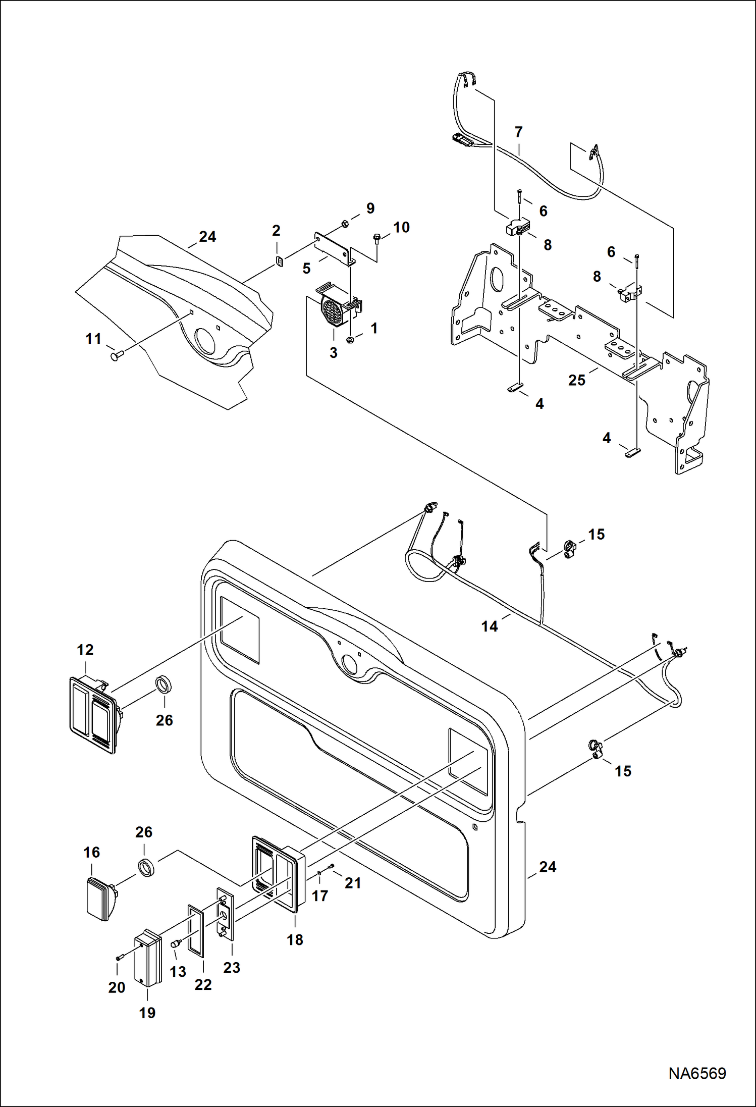 Схема запчастей Bobcat S-Series - ENGINE ELECTRICAL CIRCUITRY (Rear Lights & Back-up Alarm) ELECTRICAL SYSTEM