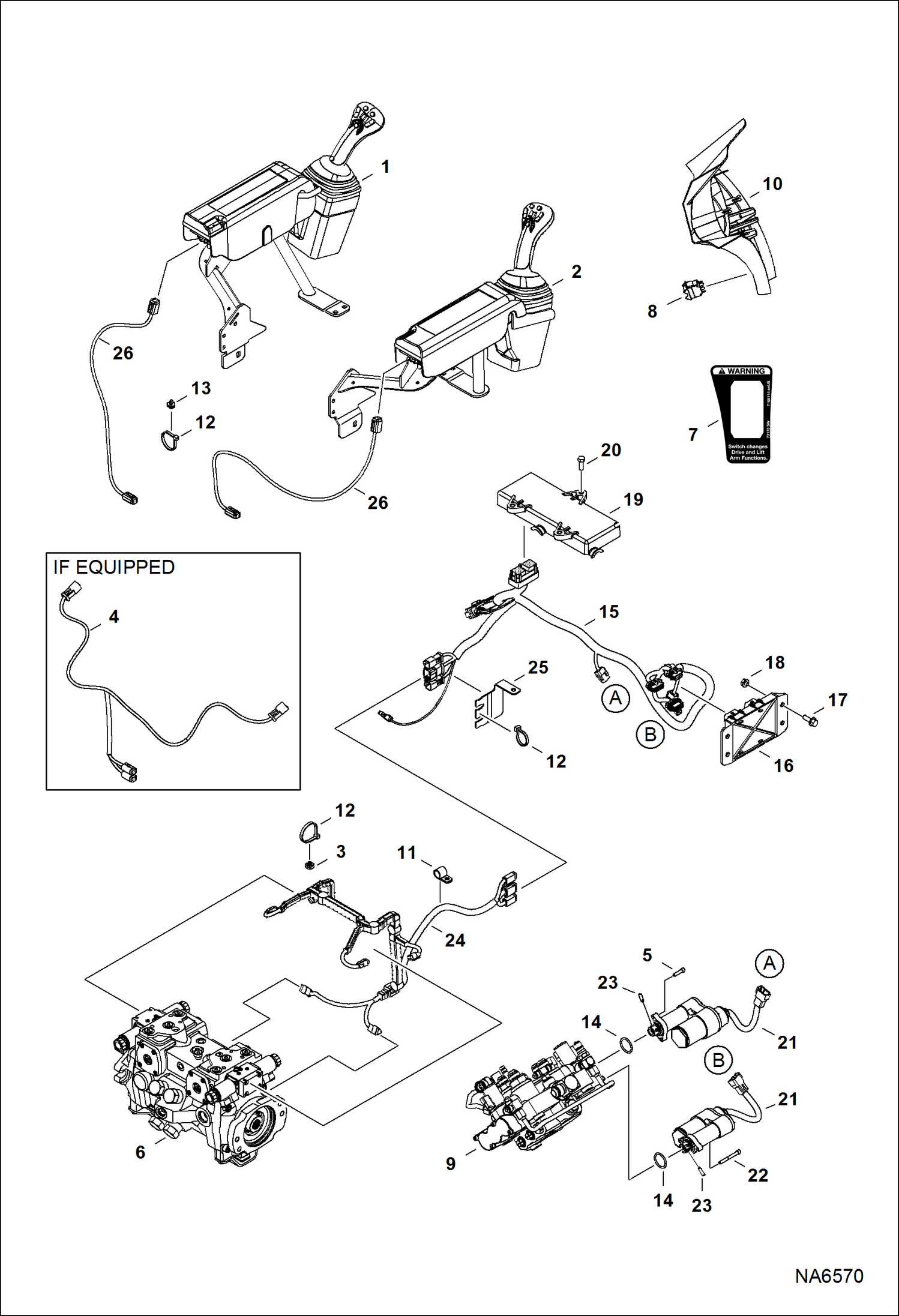 Схема запчастей Bobcat S-Series - CONTROLS ELECTRICAL (Selectable Joystick Controls) ELECTRICAL SYSTEM