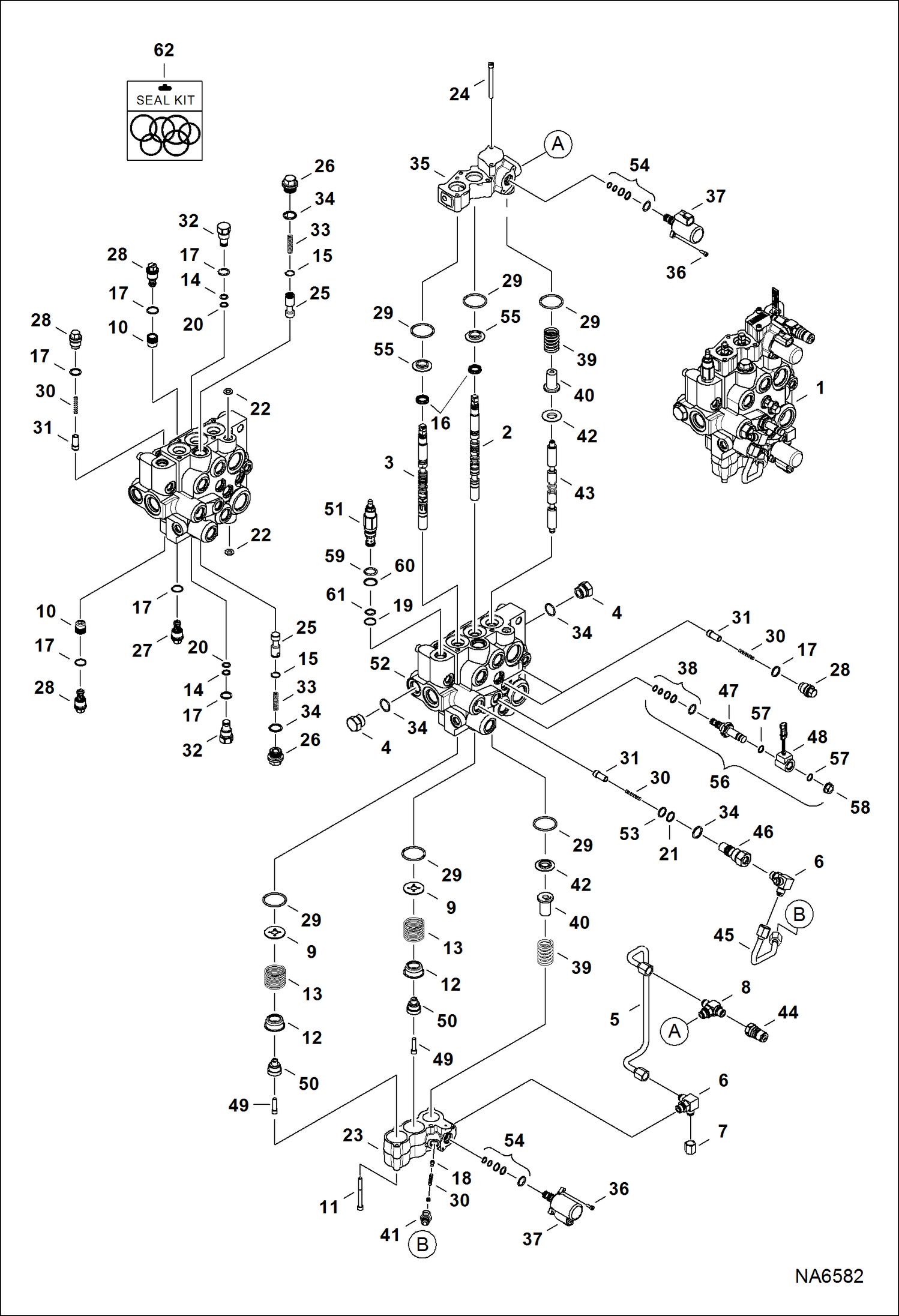 Схема запчастей Bobcat S-Series - HYDRAULIC CONTROL VALVE (AHC, ACS & SJC) HYDRAULIC SYSTEM