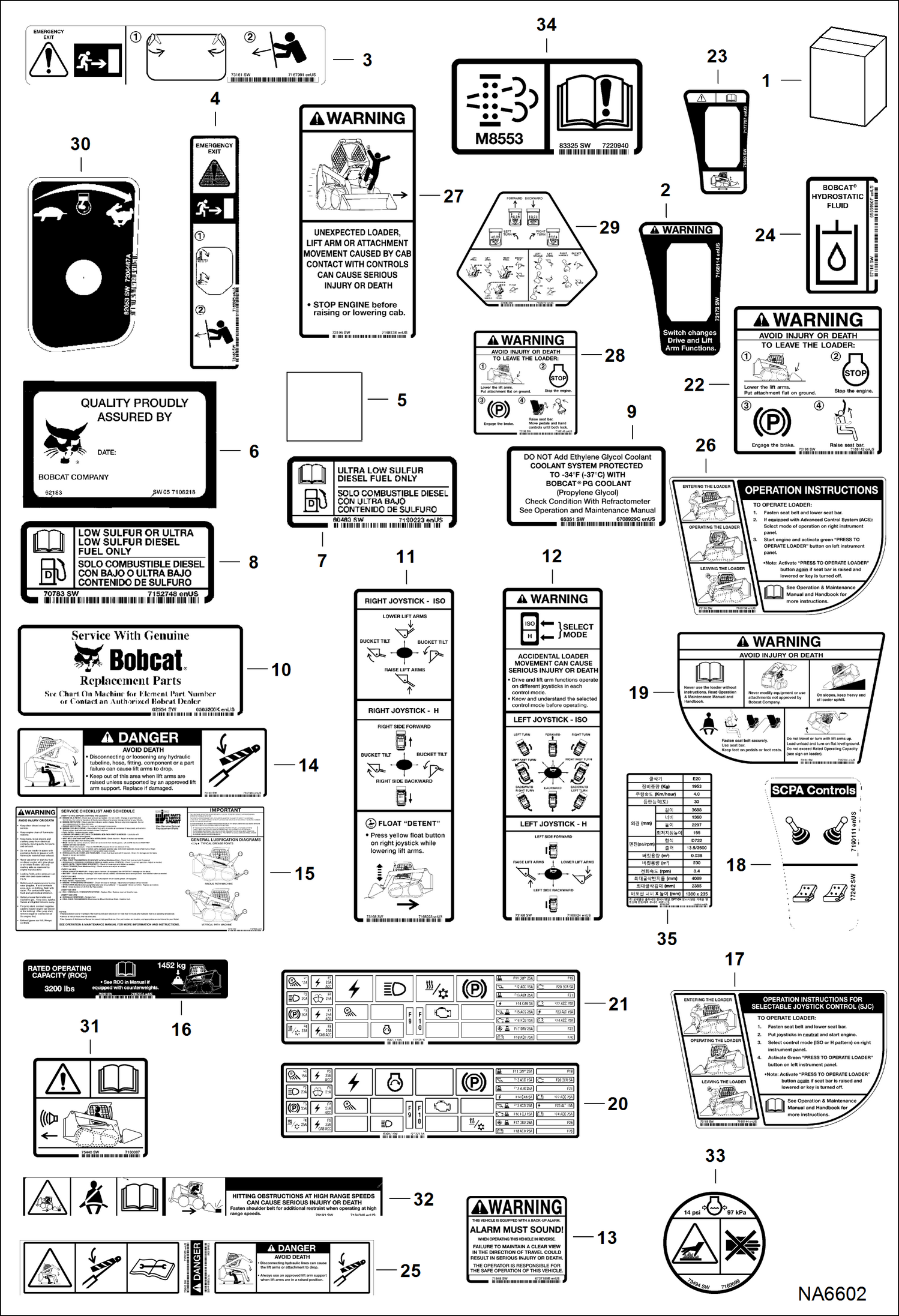 Схема запчастей Bobcat S-Series - DECALS (Inside) ACCESSORIES & OPTIONS