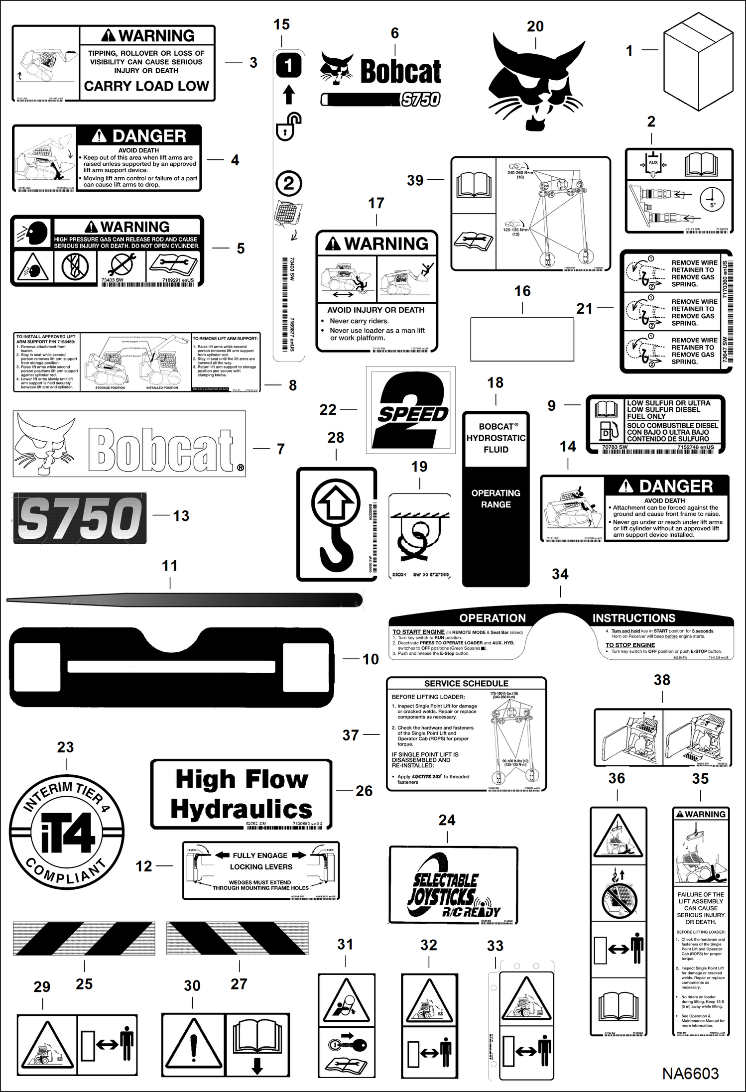 Схема запчастей Bobcat S-Series - DECALS (Outside) ACCESSORIES & OPTIONS