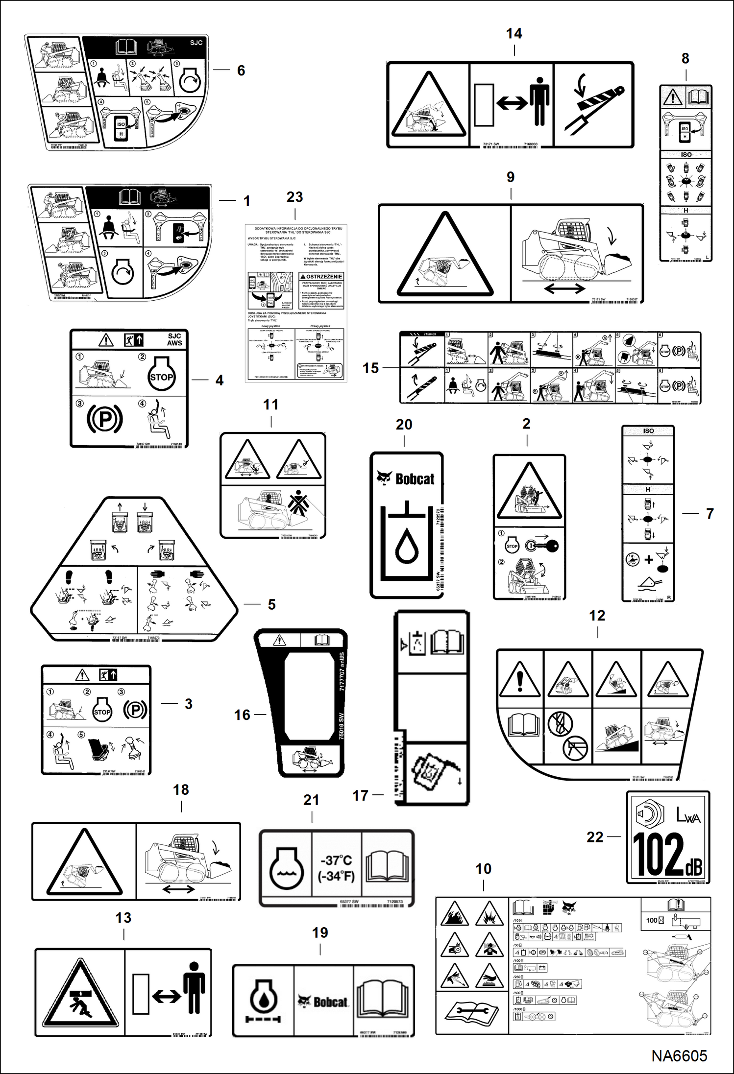 Схема запчастей Bobcat S-Series - DECALS (EMEA) ACCESSORIES & OPTIONS