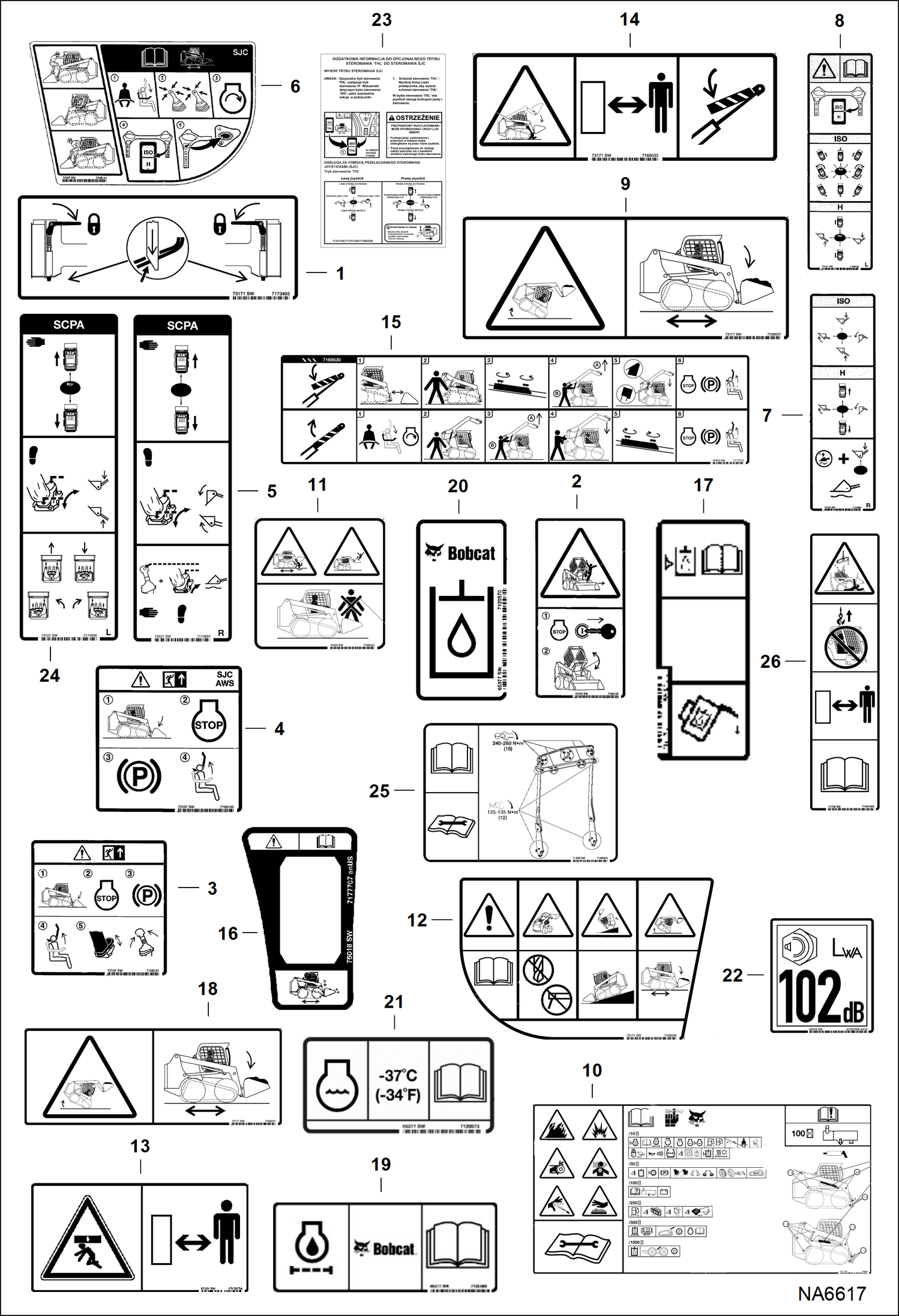 Схема запчастей Bobcat S-Series - DECALS (EMEA) ACCESSORIES & OPTIONS