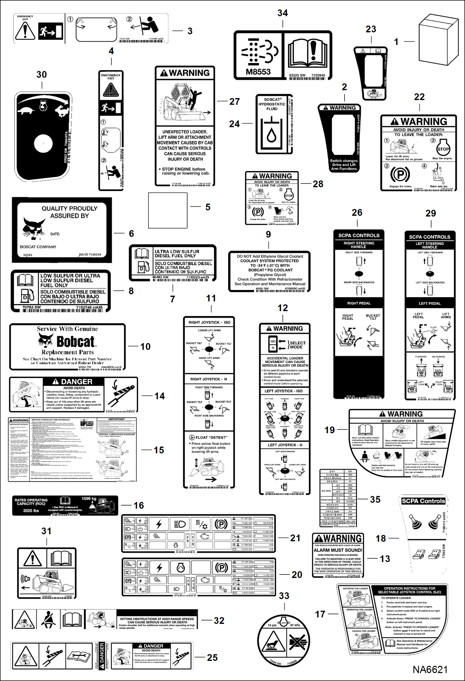 Схема запчастей Bobcat T-Series - DECALS (Inside) ACCESSORIES & OPTIONS