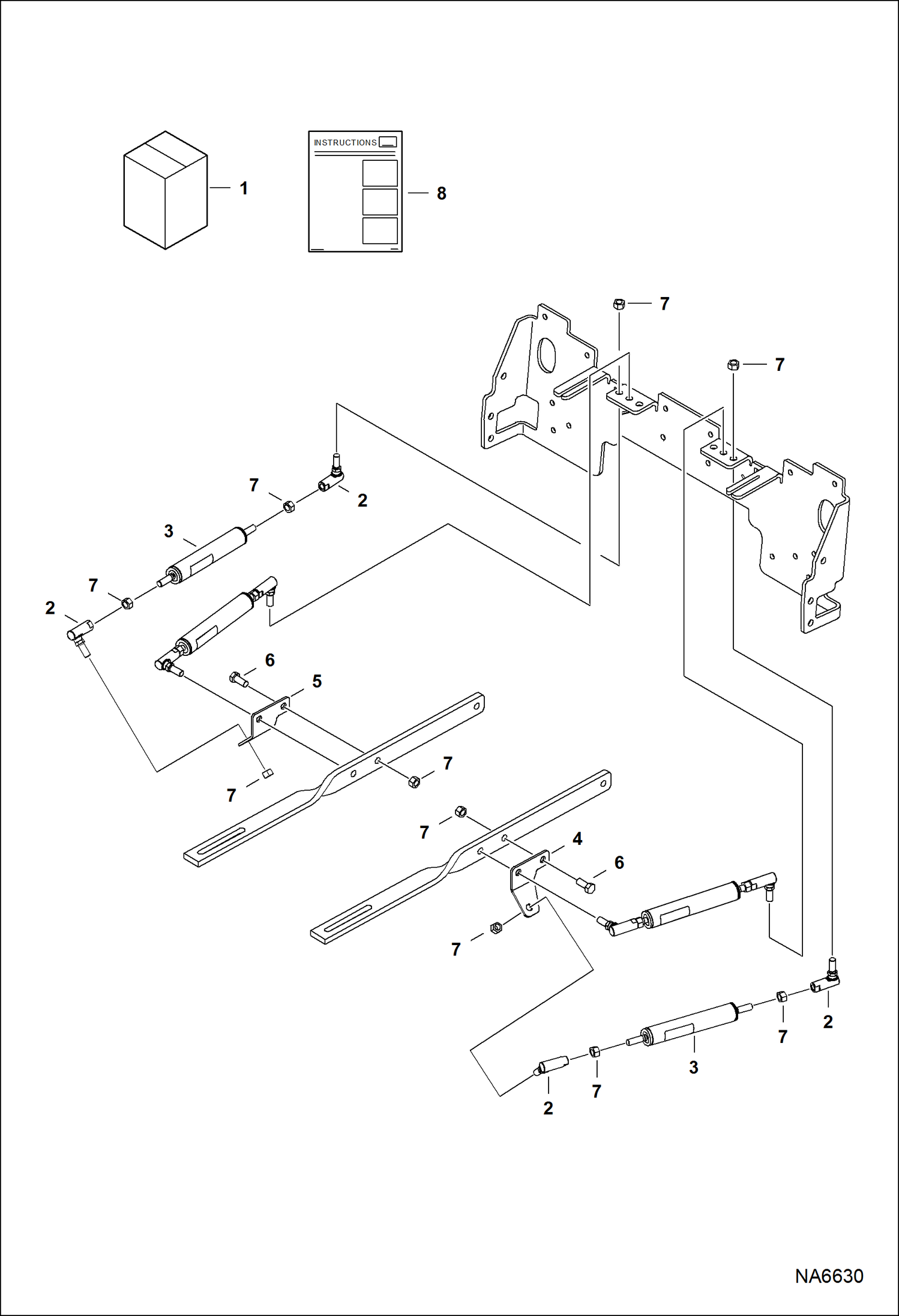 Схема запчастей Bobcat S-Series - STEERING DAMPENER KIT (Dual) ACCESSORIES & OPTIONS