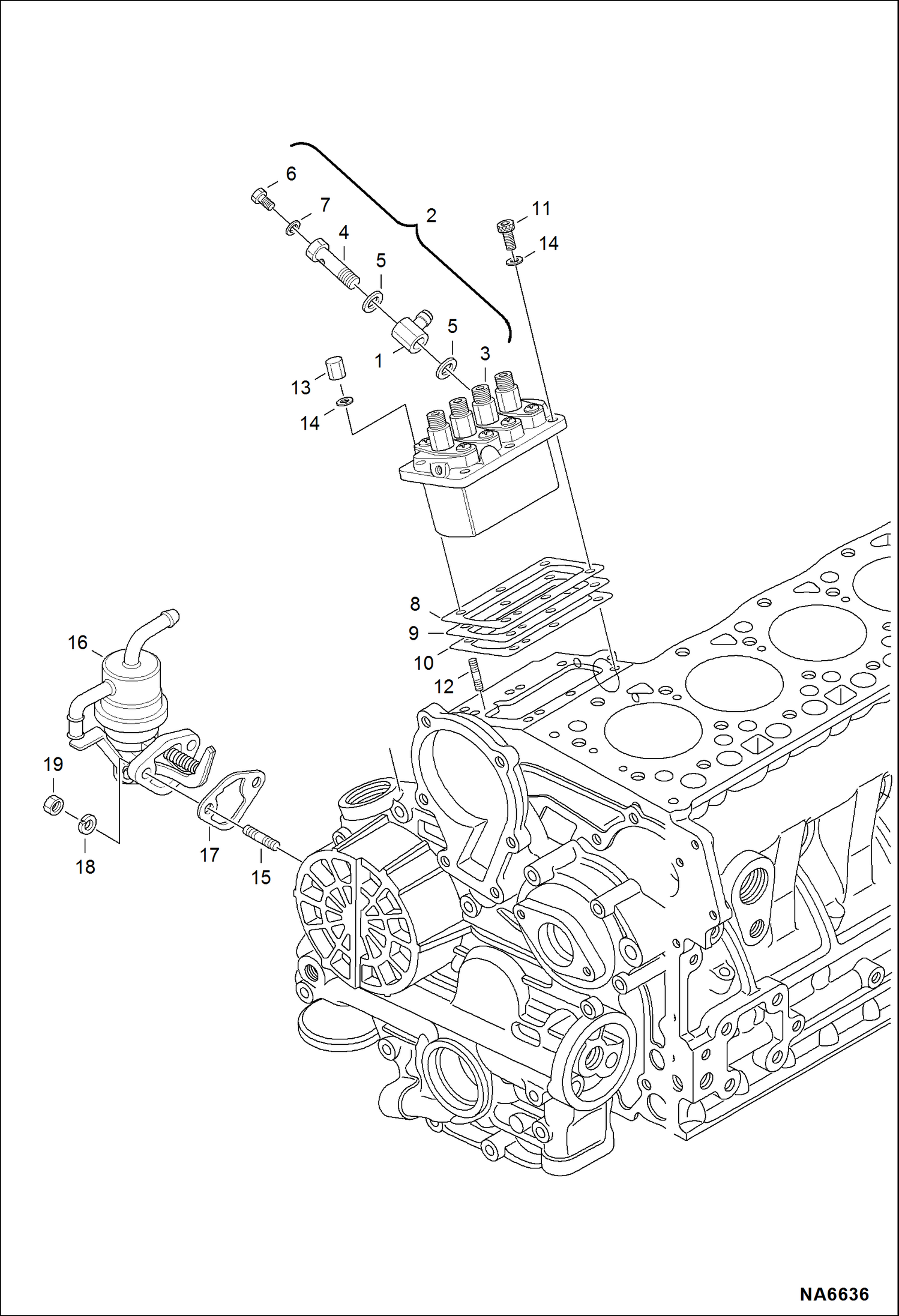 Схема запчастей Bobcat S-Series - FUEL & INJECTION PUMP POWER UNIT