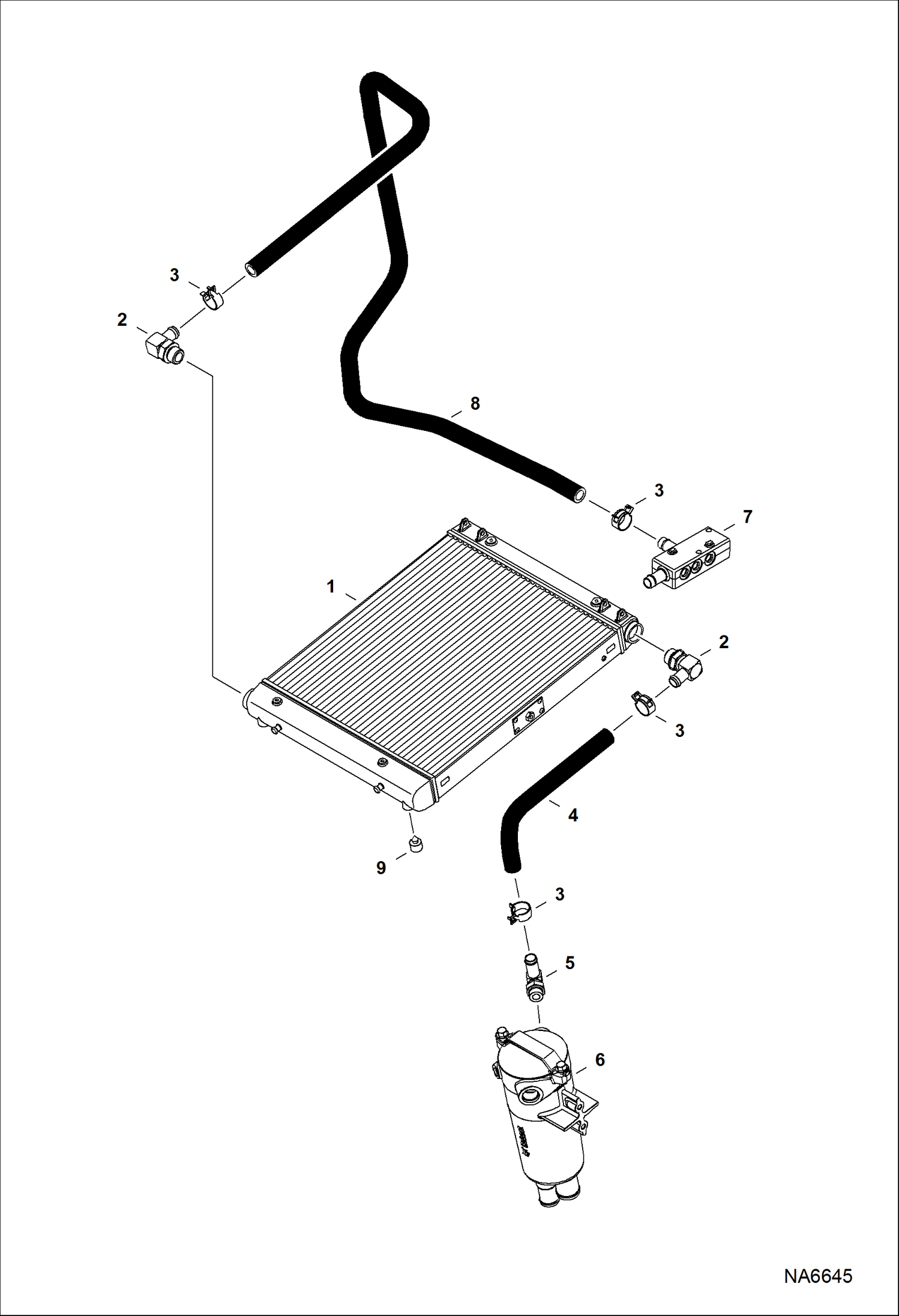 Схема запчастей Bobcat S-Series - HYDROSTATIC CIRCUITRY (Cooler) HYDROSTATIC SYSTEM