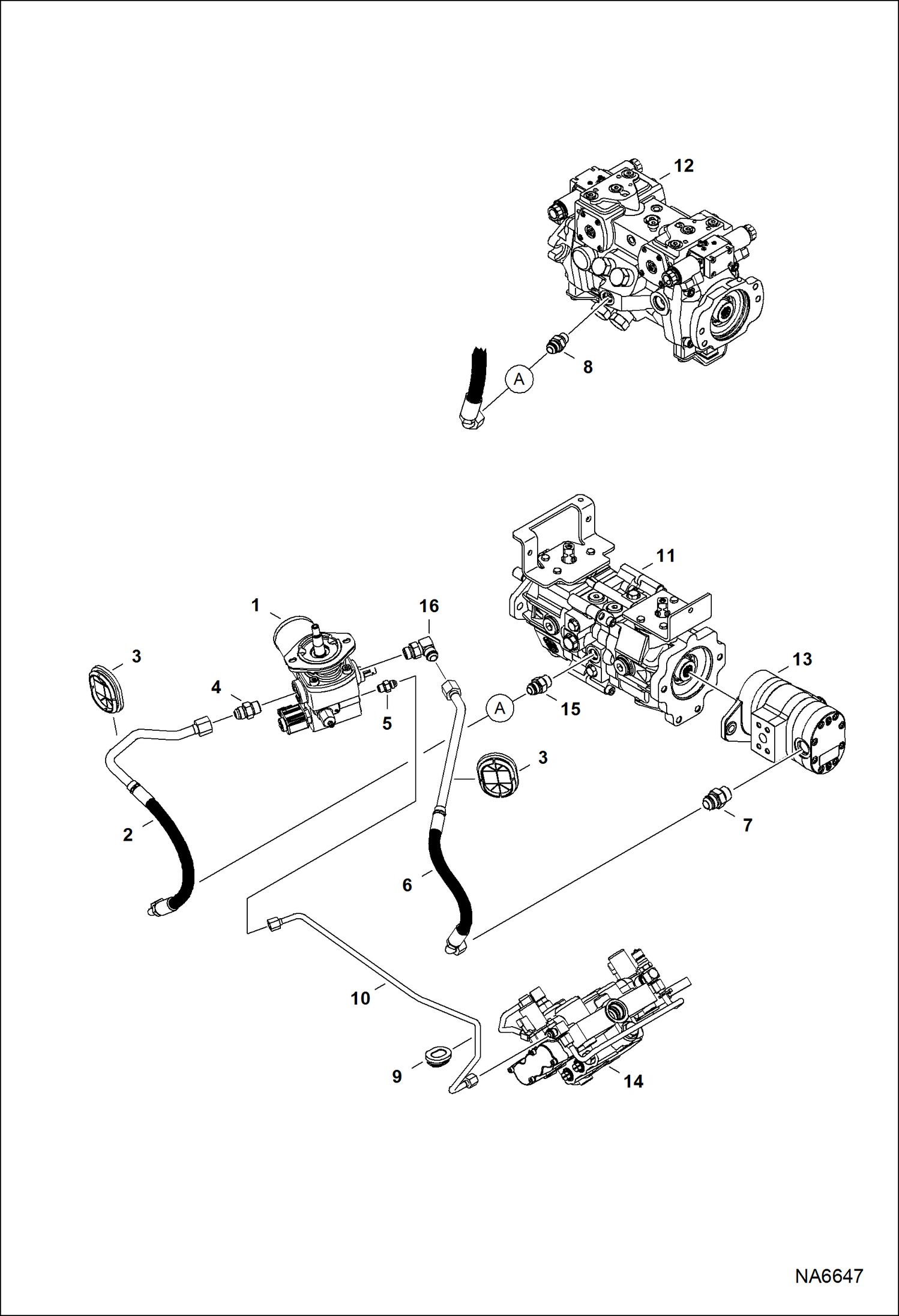 Схема запчастей Bobcat S-Series - HYDROSTATIC CIRCUITRY (Cooling Fan) HYDROSTATIC SYSTEM