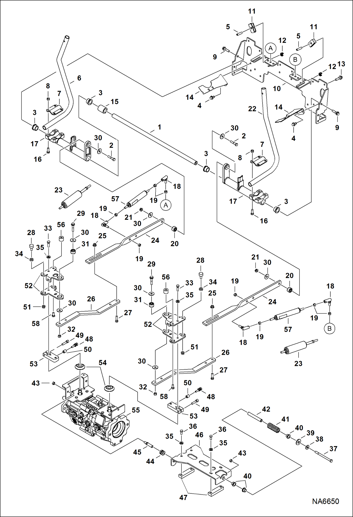 Схема запчастей Bobcat S-Series - HAND CONTROLS HYDROSTATIC SYSTEM