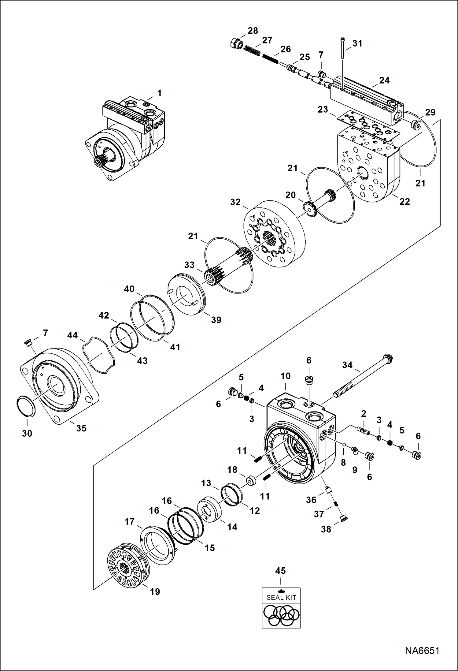 Схема запчастей Bobcat S-Series - HYDROSTATIC MOTOR (2-Speed) HYDROSTATIC SYSTEM