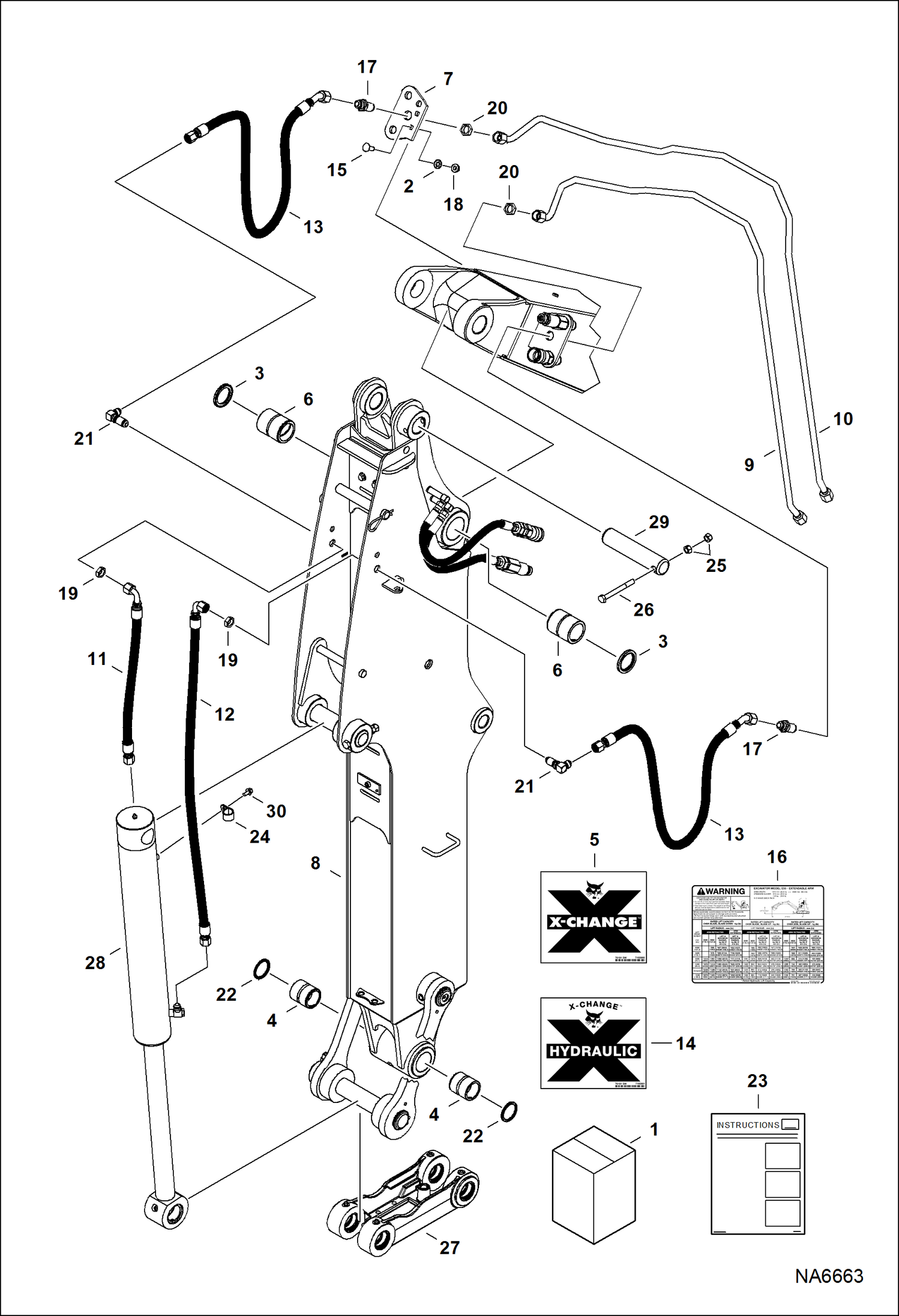 Схема запчастей Bobcat E55 - EXTENDABLE ARM (Kit) ACCESSORIES & OPTIONS