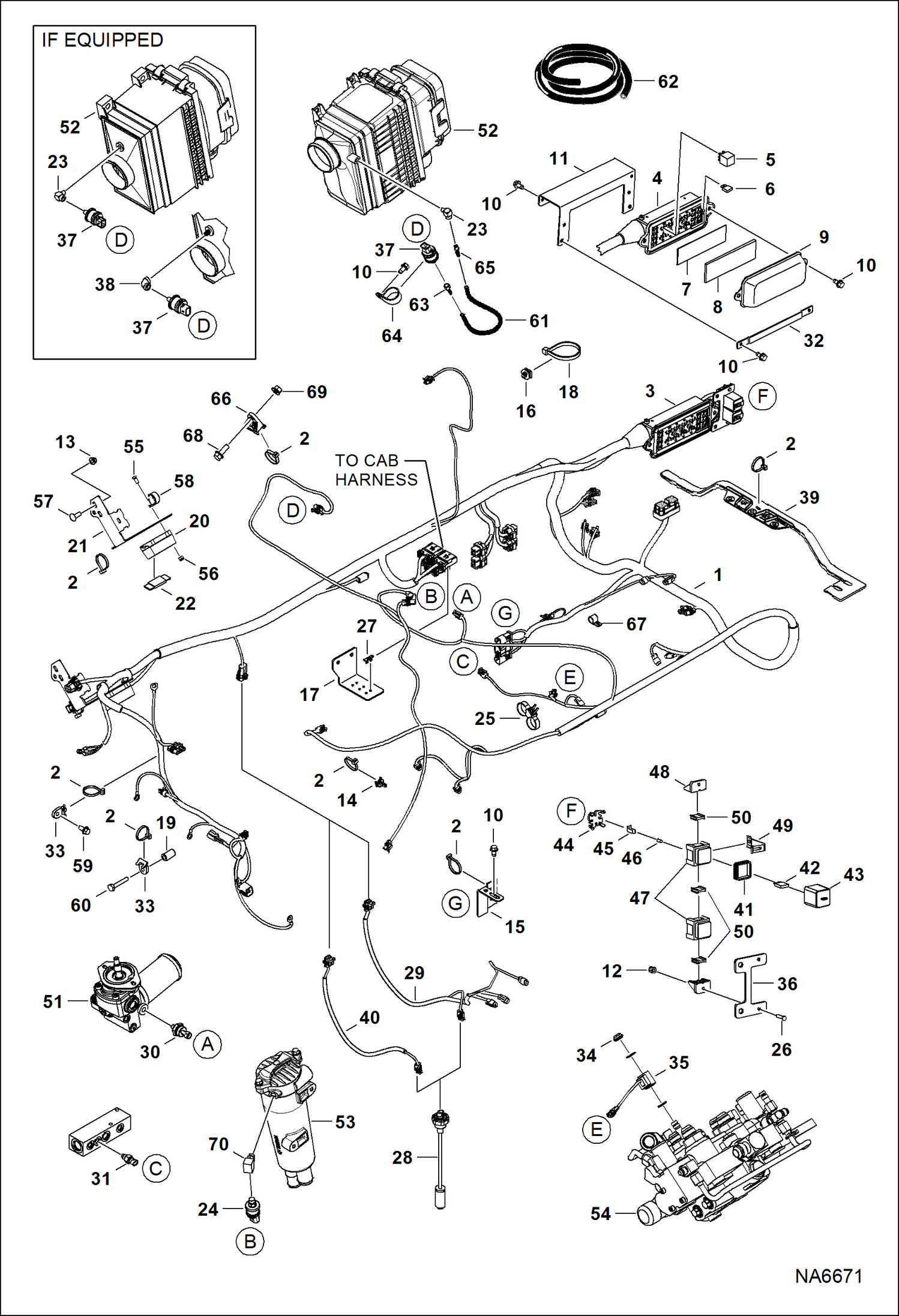 Схема запчастей Bobcat S-Series - ENGINE ELECTRICAL CIRCUITRY (Frame Harness & Filter Sensors) (S/N ACS712836 & Above, ACSL12354 & Above) ELECTRICAL SYSTEM