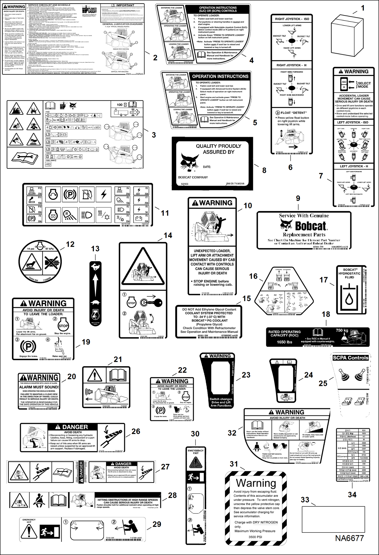 Схема запчастей Bobcat S-Series - DECALS (Inside) ACCESSORIES & OPTIONS