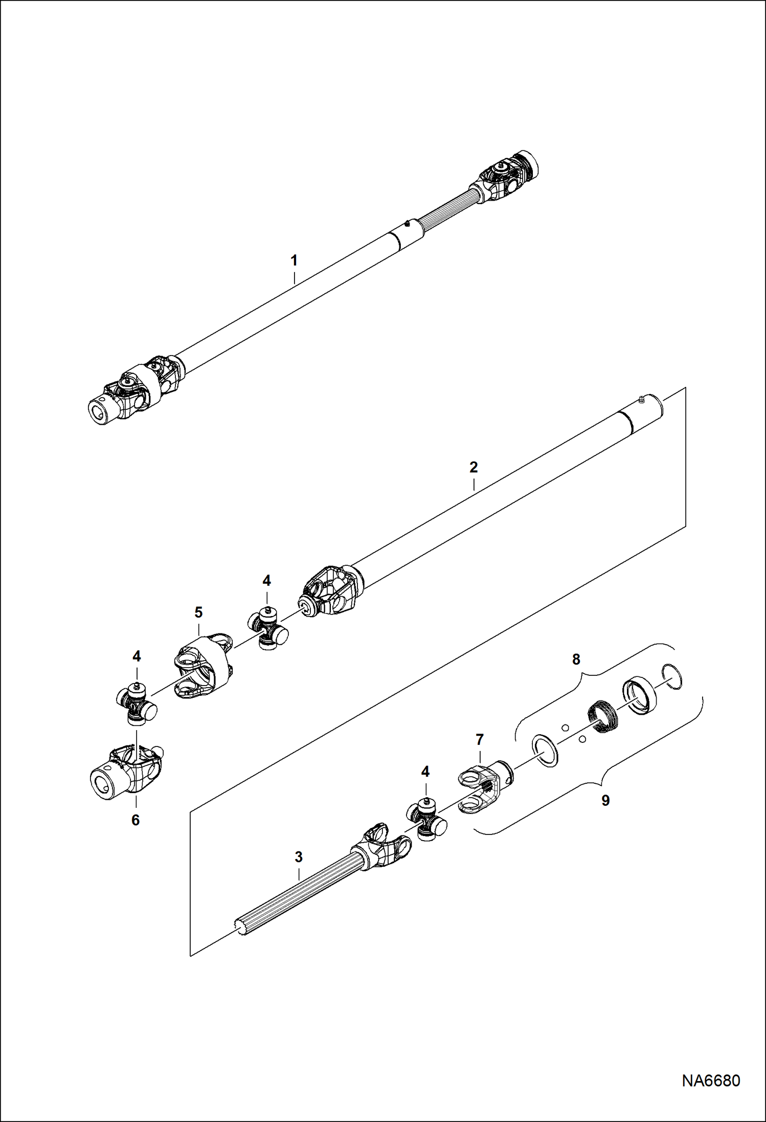 Схема запчастей Bobcat ANGLE BROOM - ANGLE BROOM (Drive Shaft) (70 B1CZ) Универсальный мини-грузовик