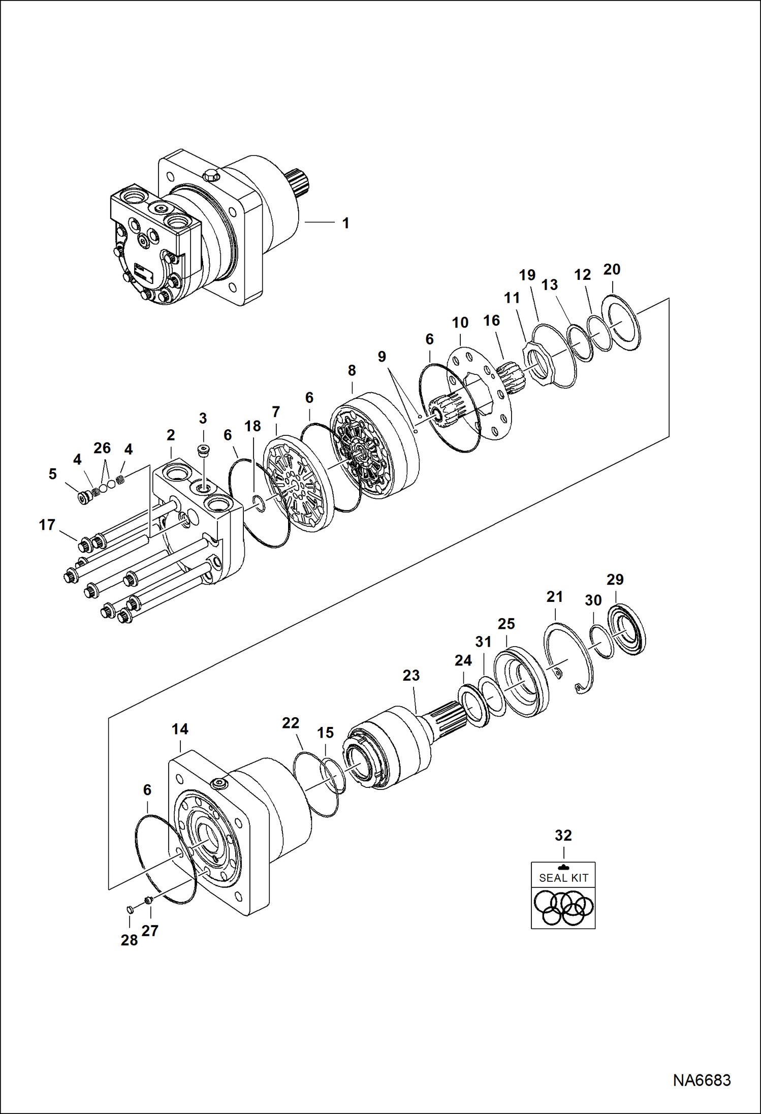 Схема запчастей Bobcat TILLER - TILLER (Hydraulic Motor) (62 055201877 & Above) (76 055102447 & Above) Loader