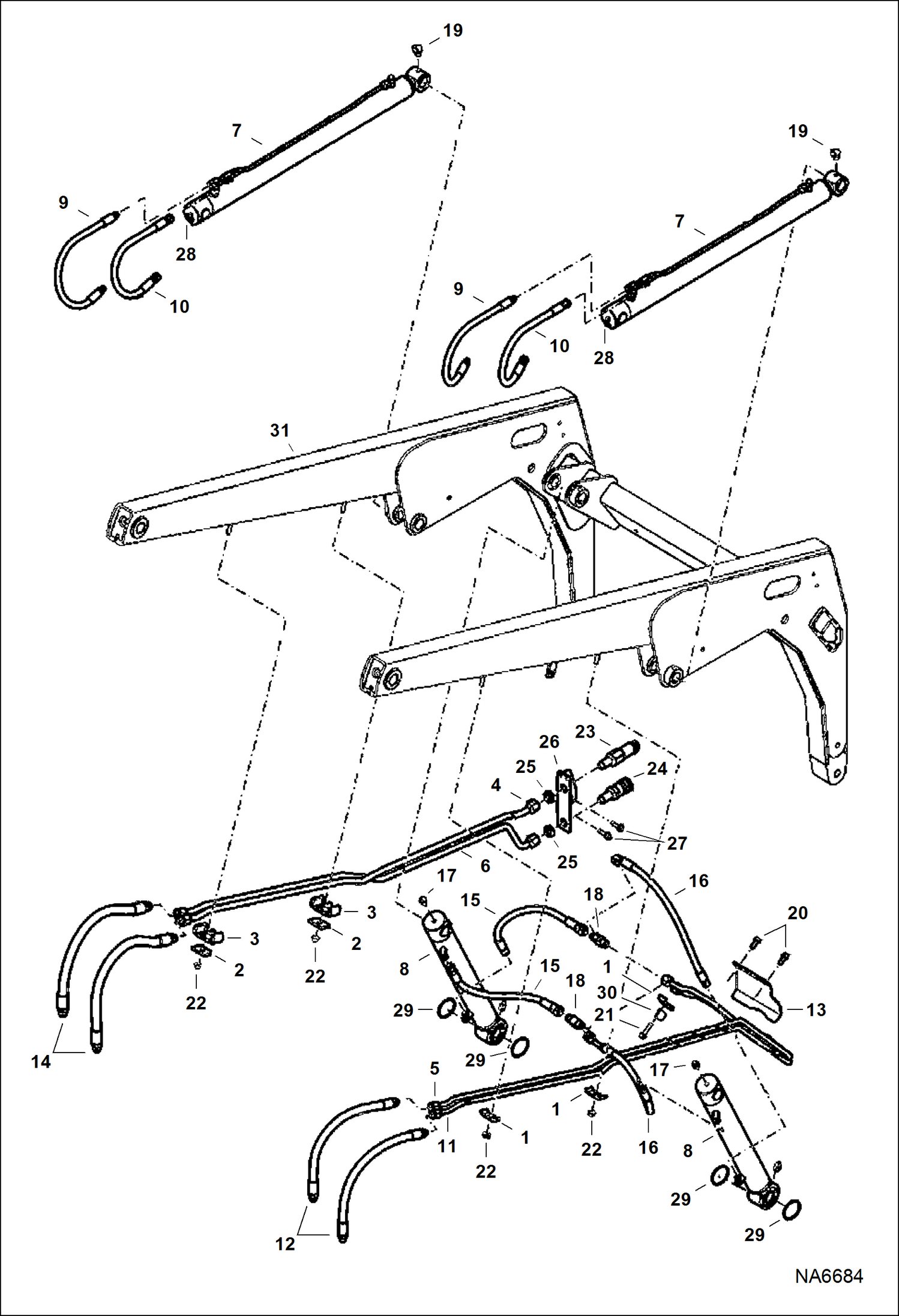 Схема запчастей Bobcat S-Series - HYDRAULIC CIRCUITRY (Lift Arms) HYDRAULIC SYSTEM